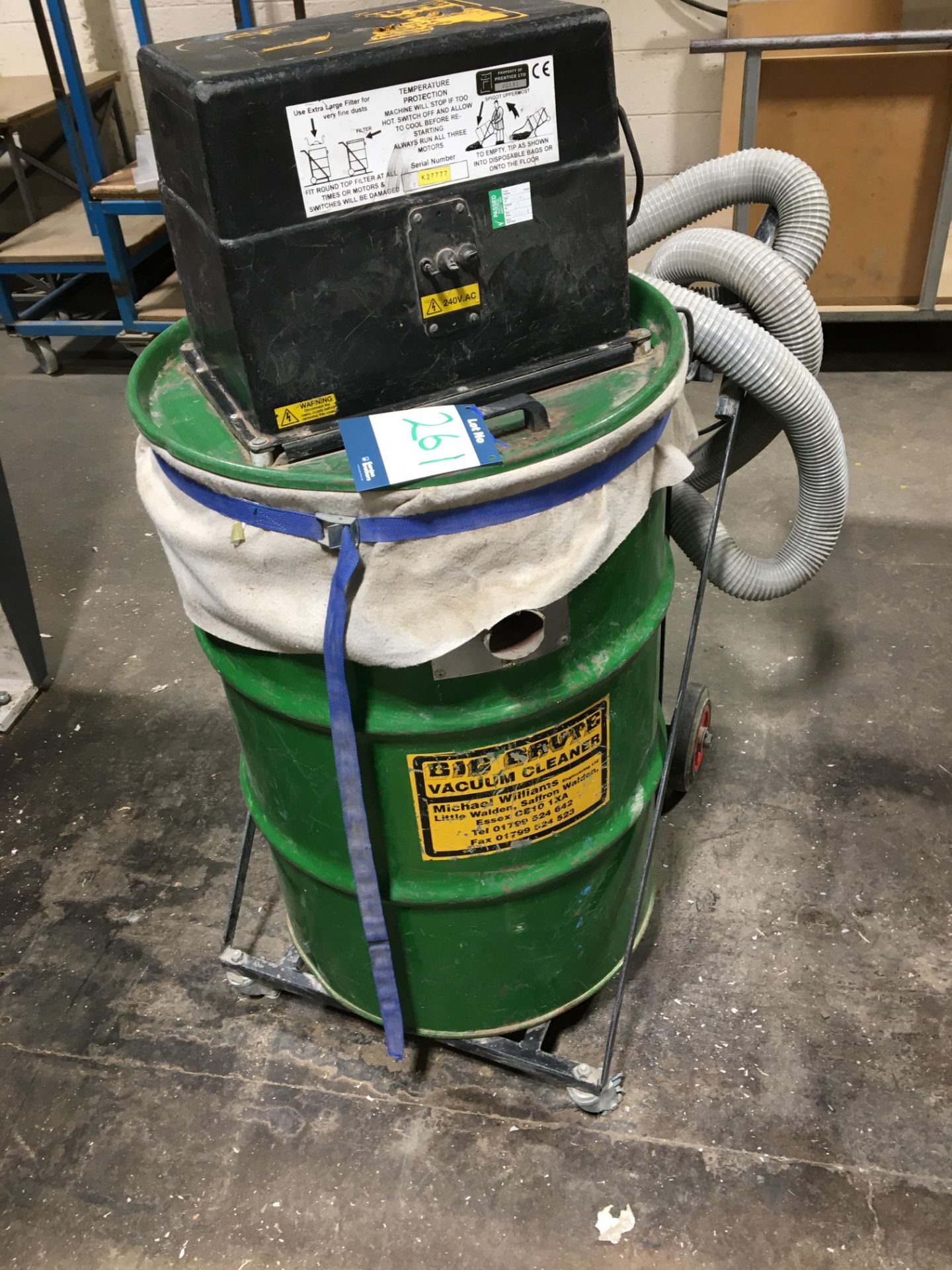 Big Brute trolley mounted 230V industrial vacuum, Serial No. K27777 (Location: Two Gates)