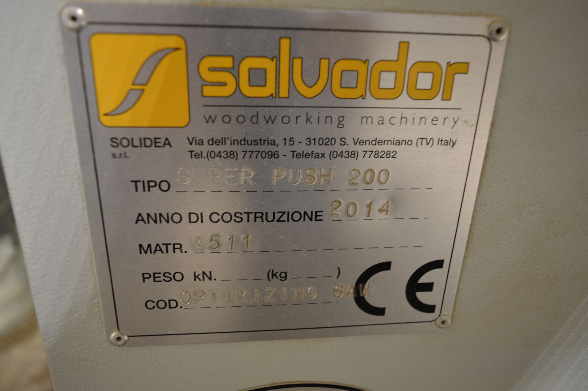 Salvador, Super Push 200 automatic up-stroking cross cutting saw, Serial No. A511 (2014) with CNC - Image 5 of 11