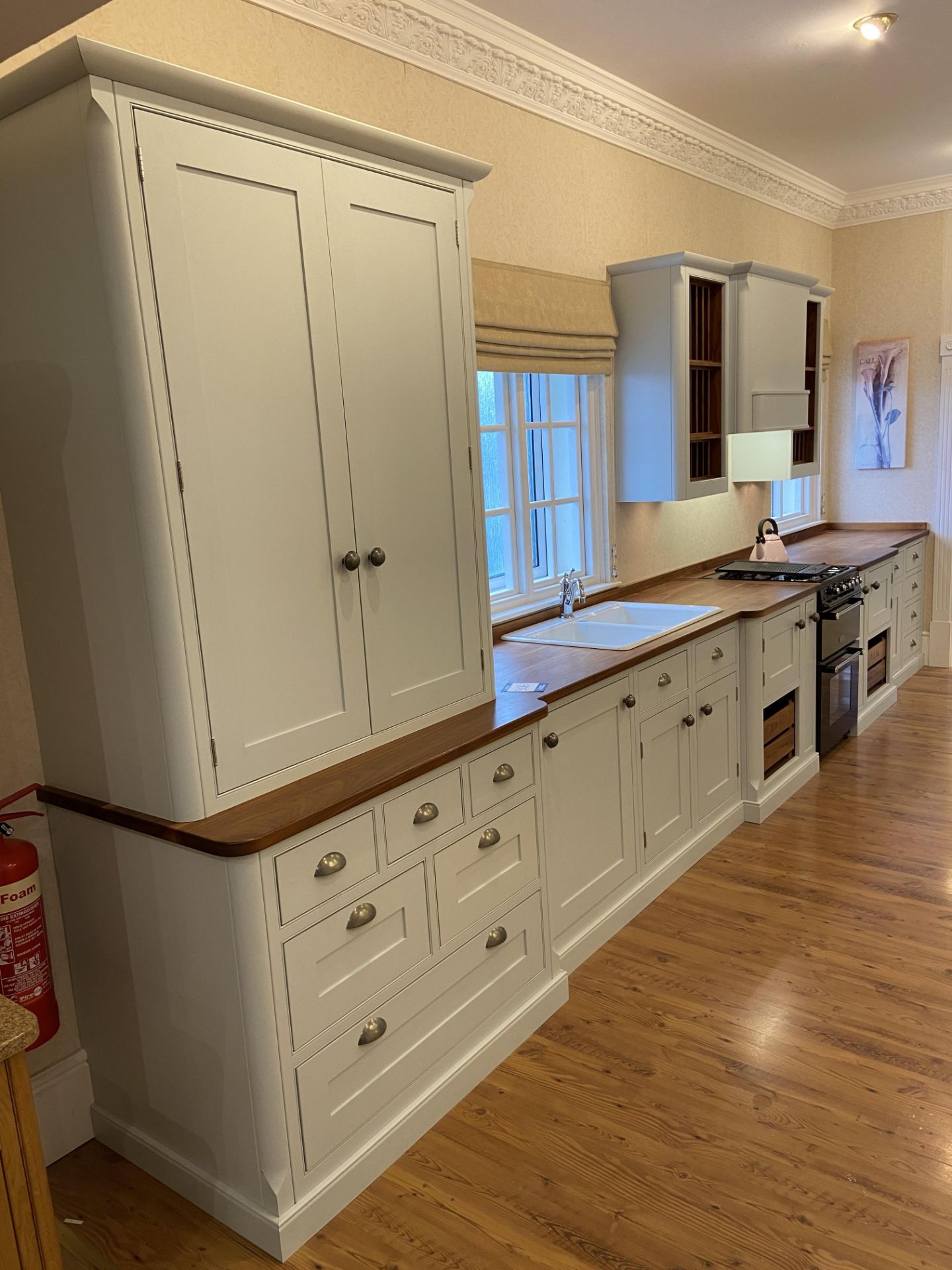 "Cleveland" painted shaker country style ex-display kitchen with "Butlers" pantry, contrasting