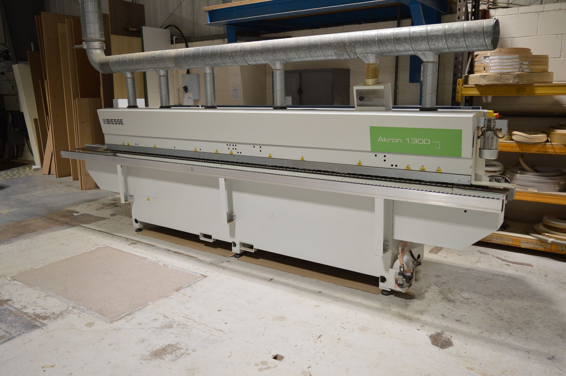 Biesse, Akron 1330 A CNC single sided edge bander, Serial No. 1000007494 (2015) with CNC controls.