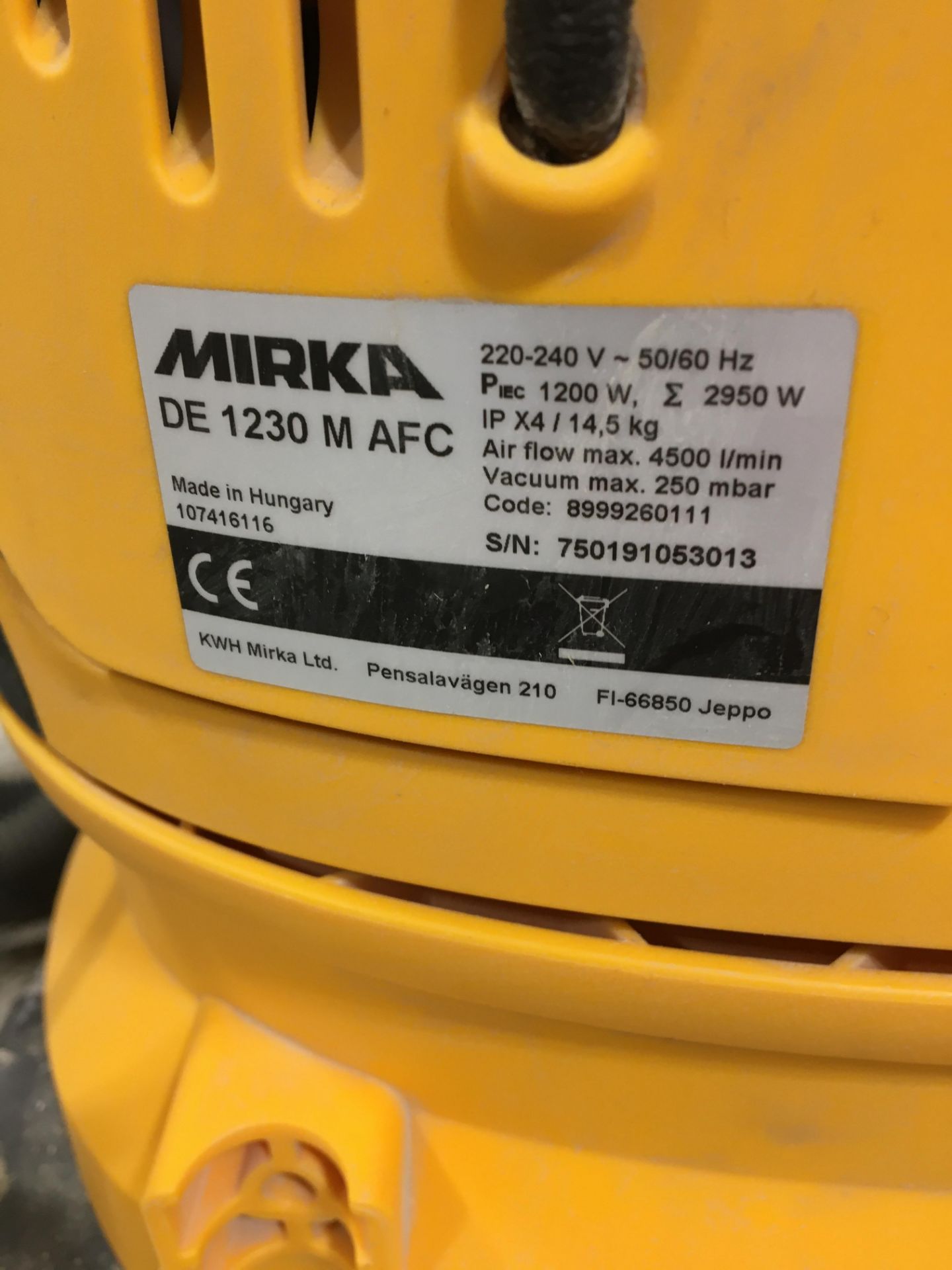 Mirka DE 1230 M AFC mobile dust extraction unit, Serial No. 750191053013 with Mirka Deros 650 - Image 2 of 3