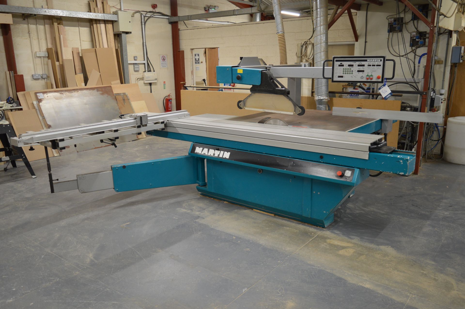 Martin T73 automatic sliding panel saw, Serial No. V429906 (2002), Saw Blade. Min 250mm / Max.