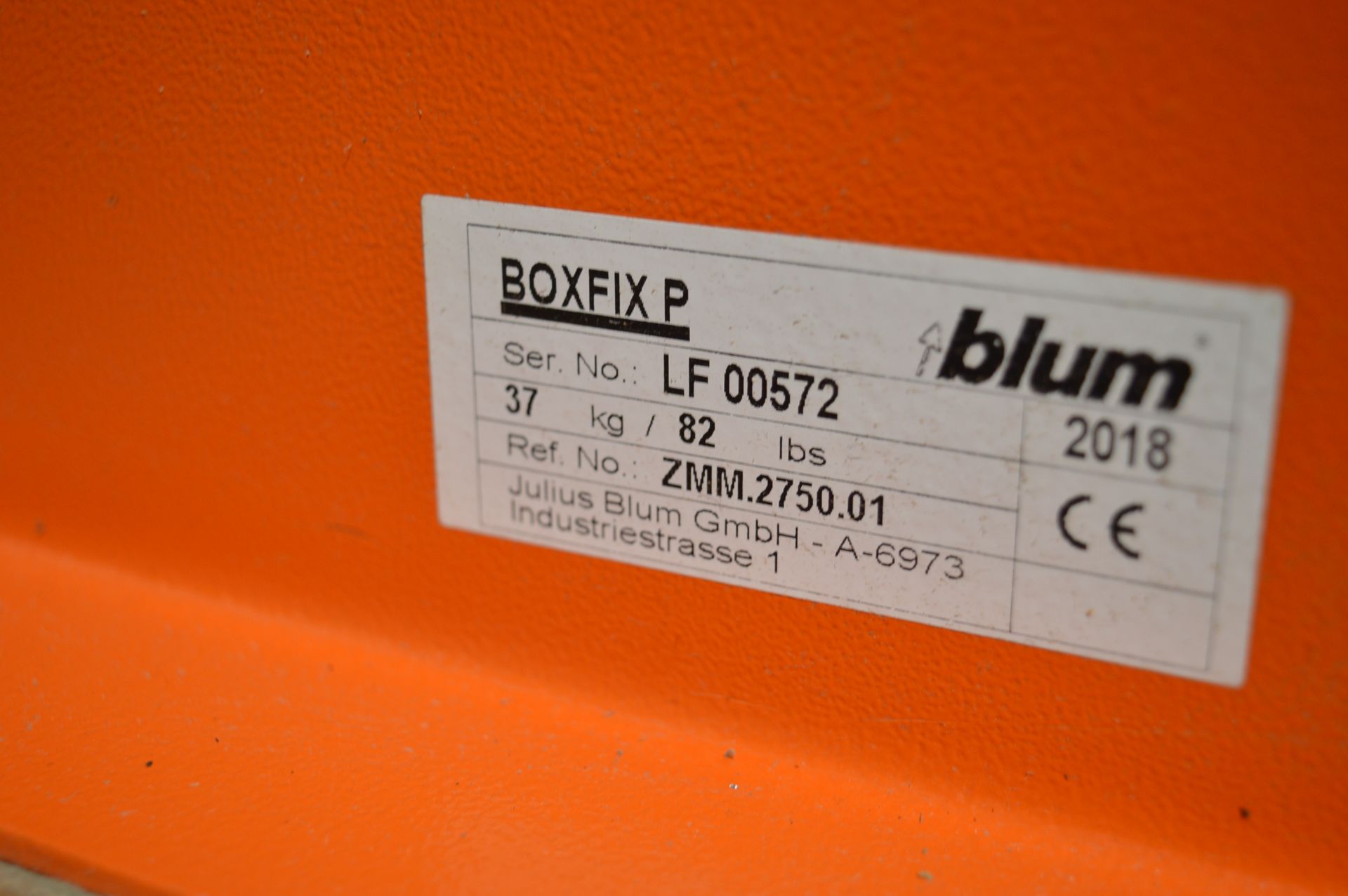 Blum BoxFix P ZMM.2750.01 bench mounted Legrabox / Tandem box press, Serial No. LF00572 (2018) ( - Image 2 of 4