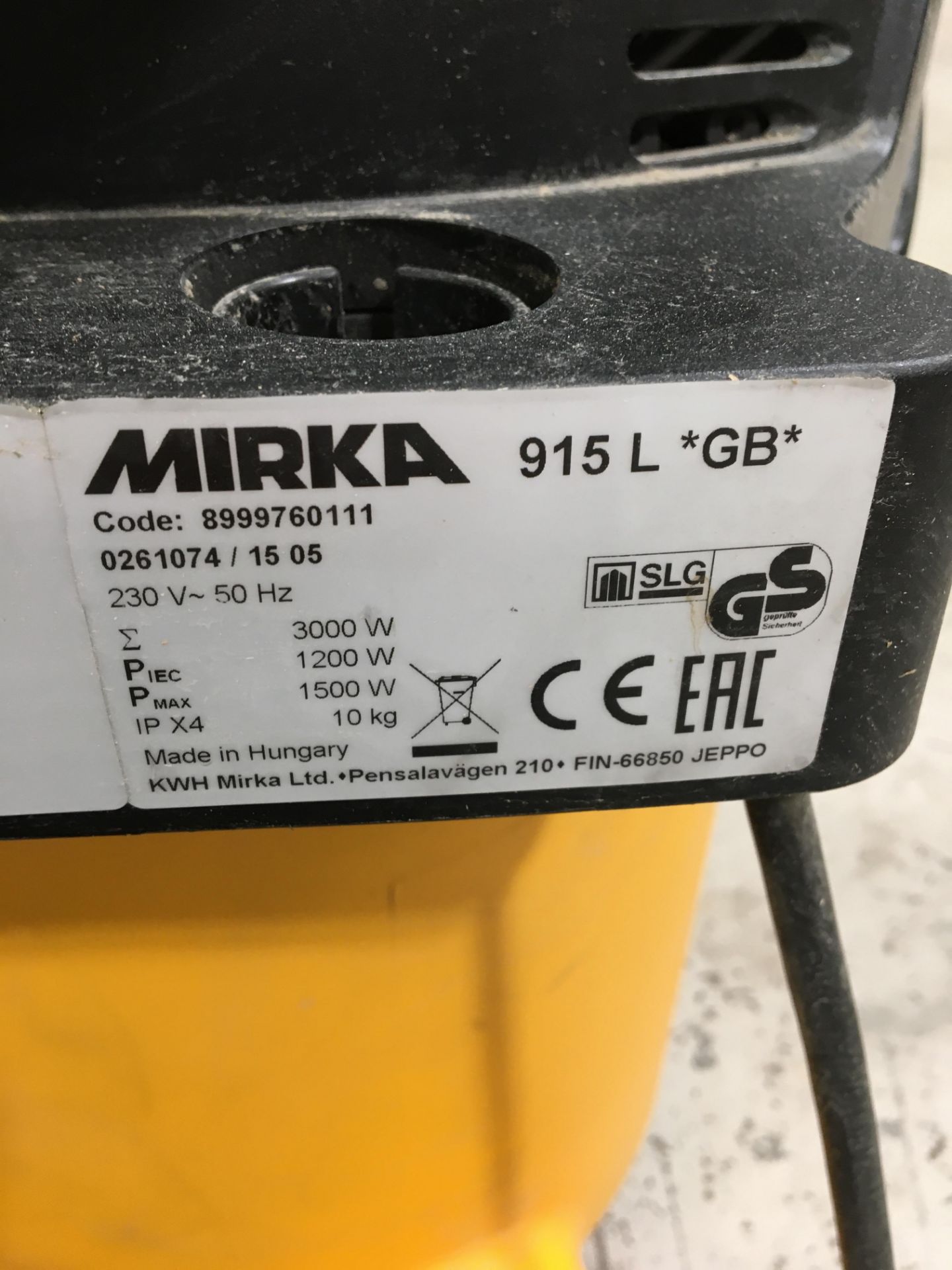 Mirka 915 L *GB* 230v vacuum dust extraction unit, Serial No. 0261074/1505 (No flexi hose) ( - Image 2 of 2
