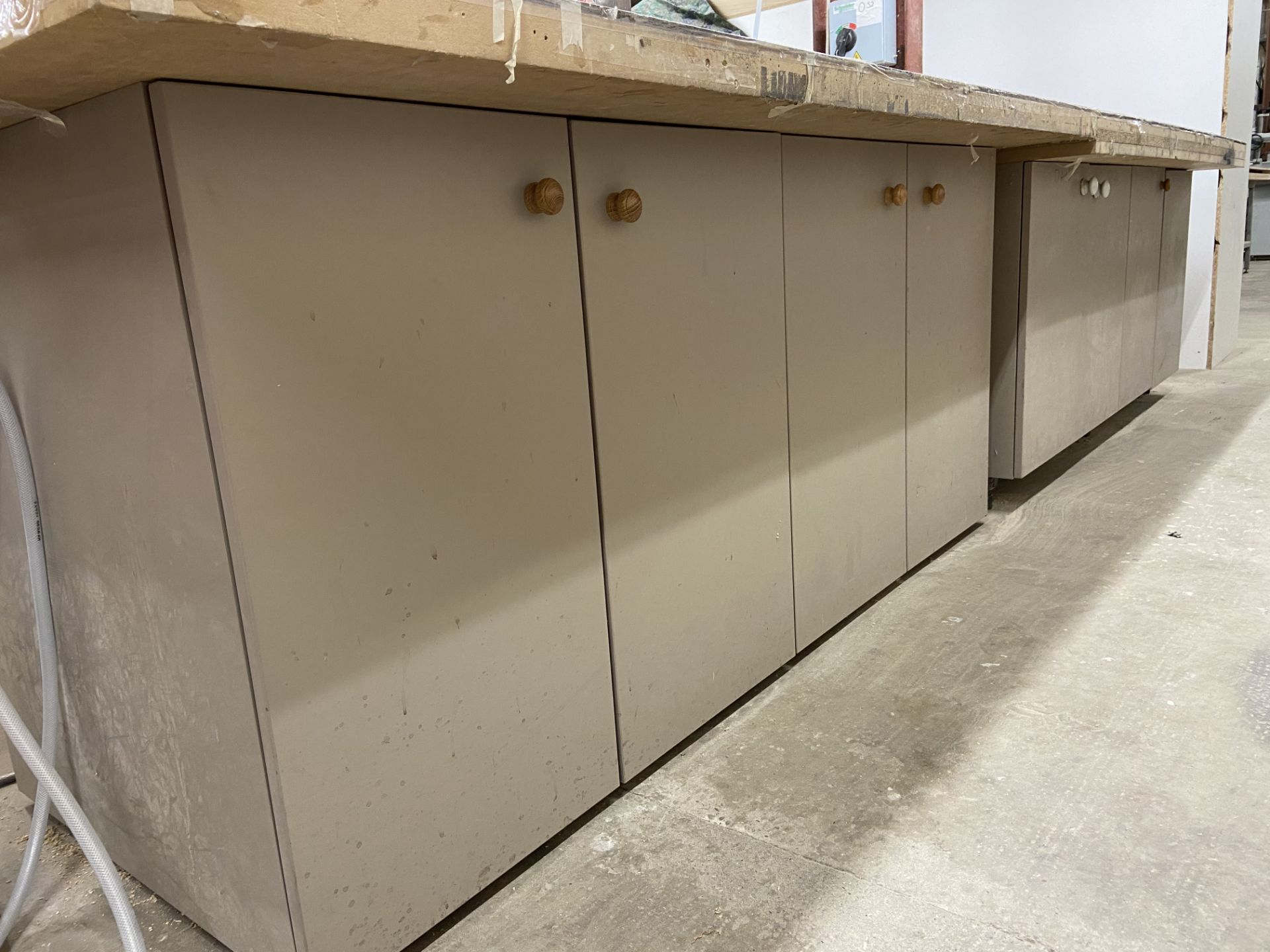 Purpose built wooden workbench with undercounter storage; L - 4,000mm x W - 1,200mm (recessed to 1, - Image 2 of 2