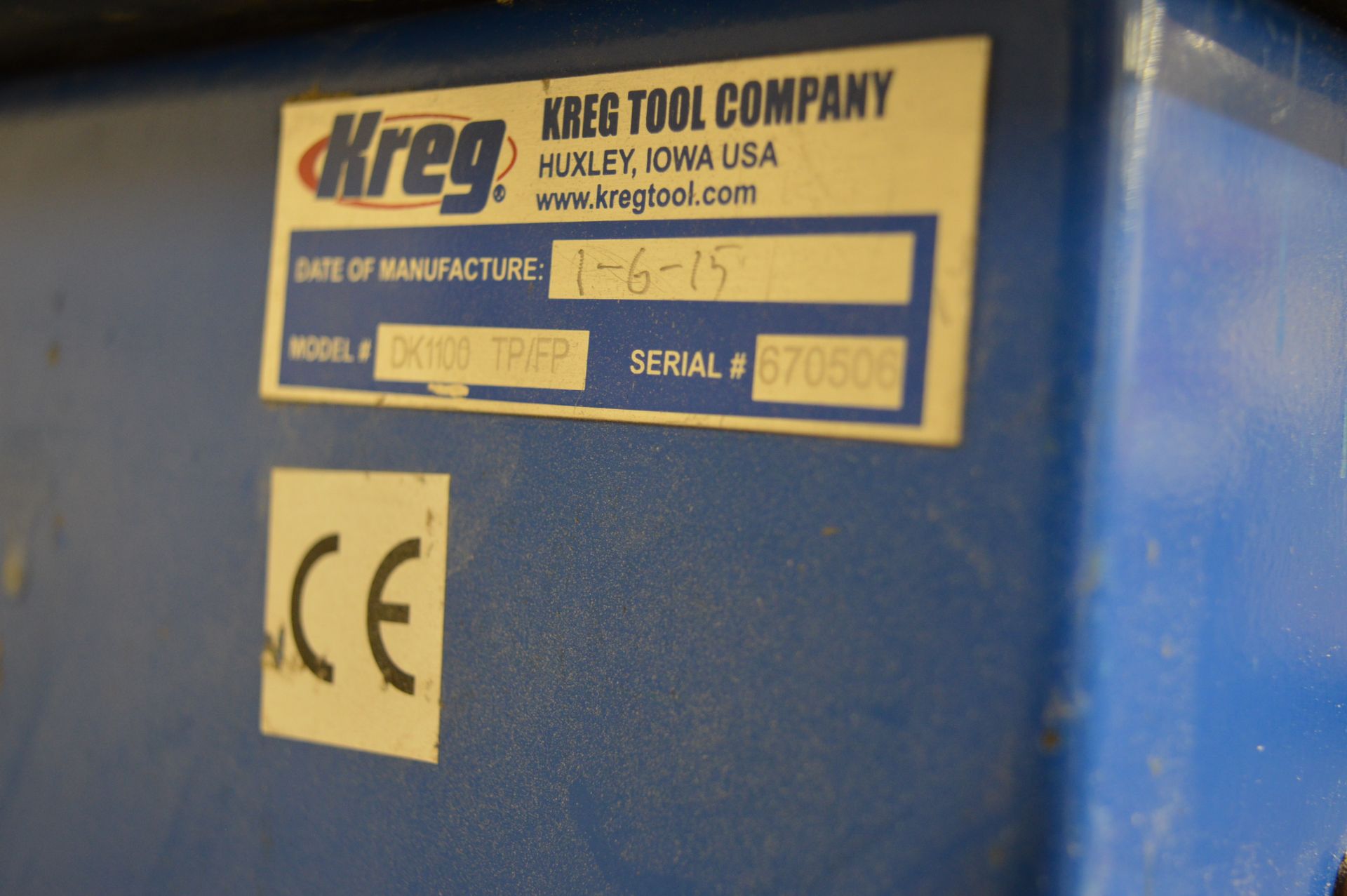 Kreg, DK1100 TP/FP bench mounted pocket hole drilling machine, Serial No. 670506 (2015) (Location: - Image 2 of 4