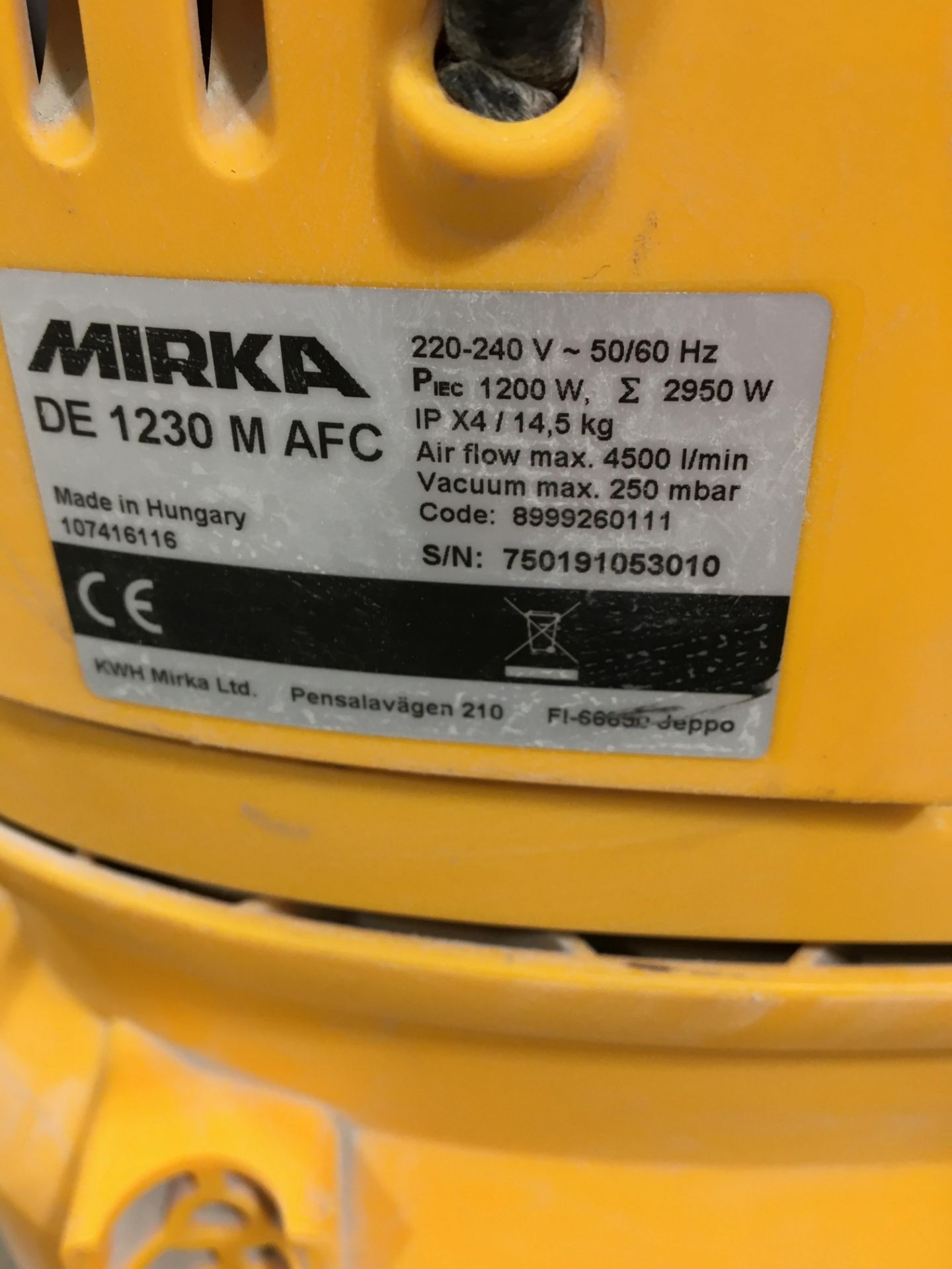 Mirka DE 1230 M AFC mobile dust extraction unit, Serial No. 750191053010 with Mirka Deros 650 - Image 2 of 3