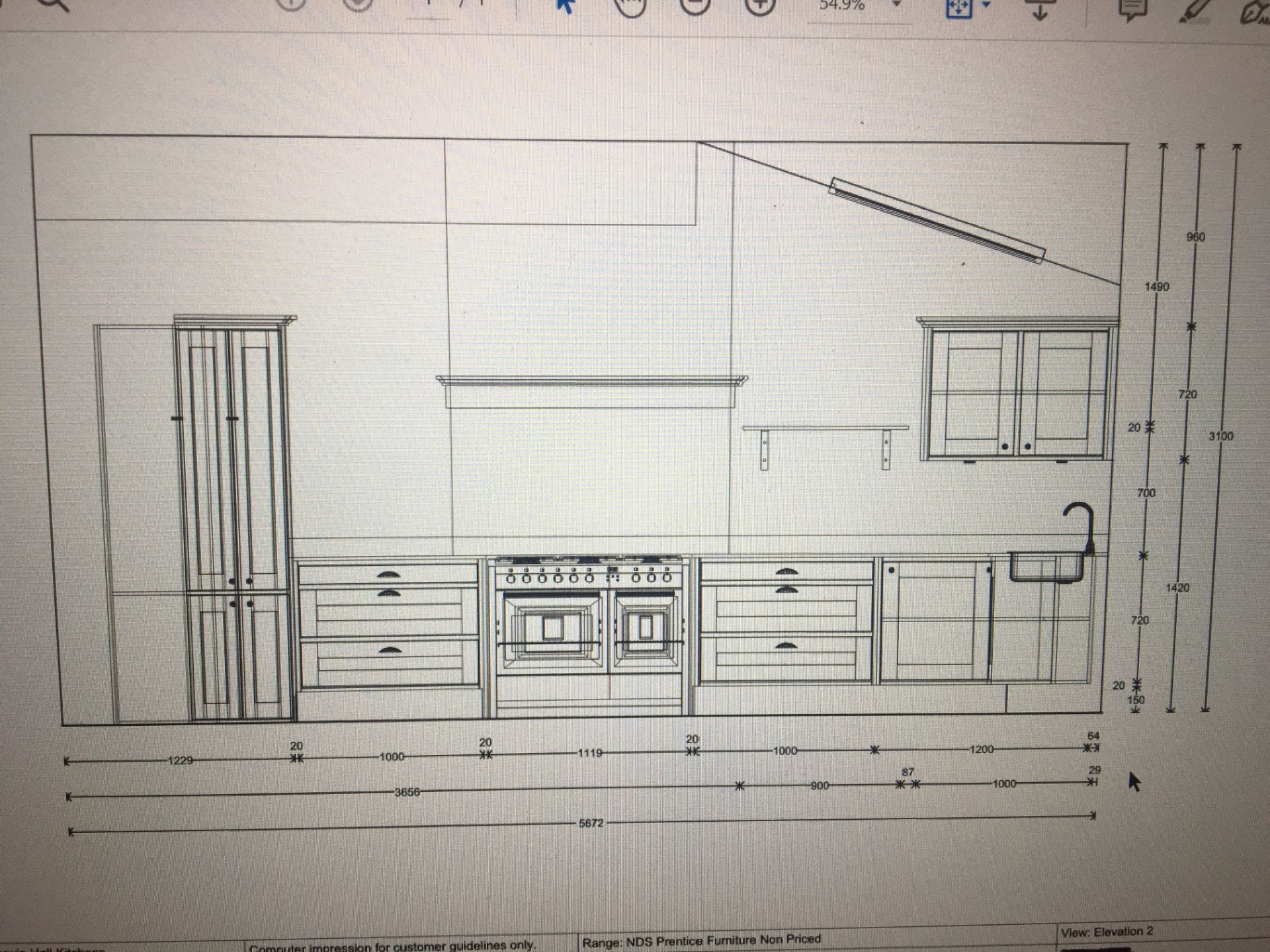 Complete "Grantham" framed 2-colour kitchen (Tall + Island - Charles Grey, Base + Wall - Pure - Image 8 of 13