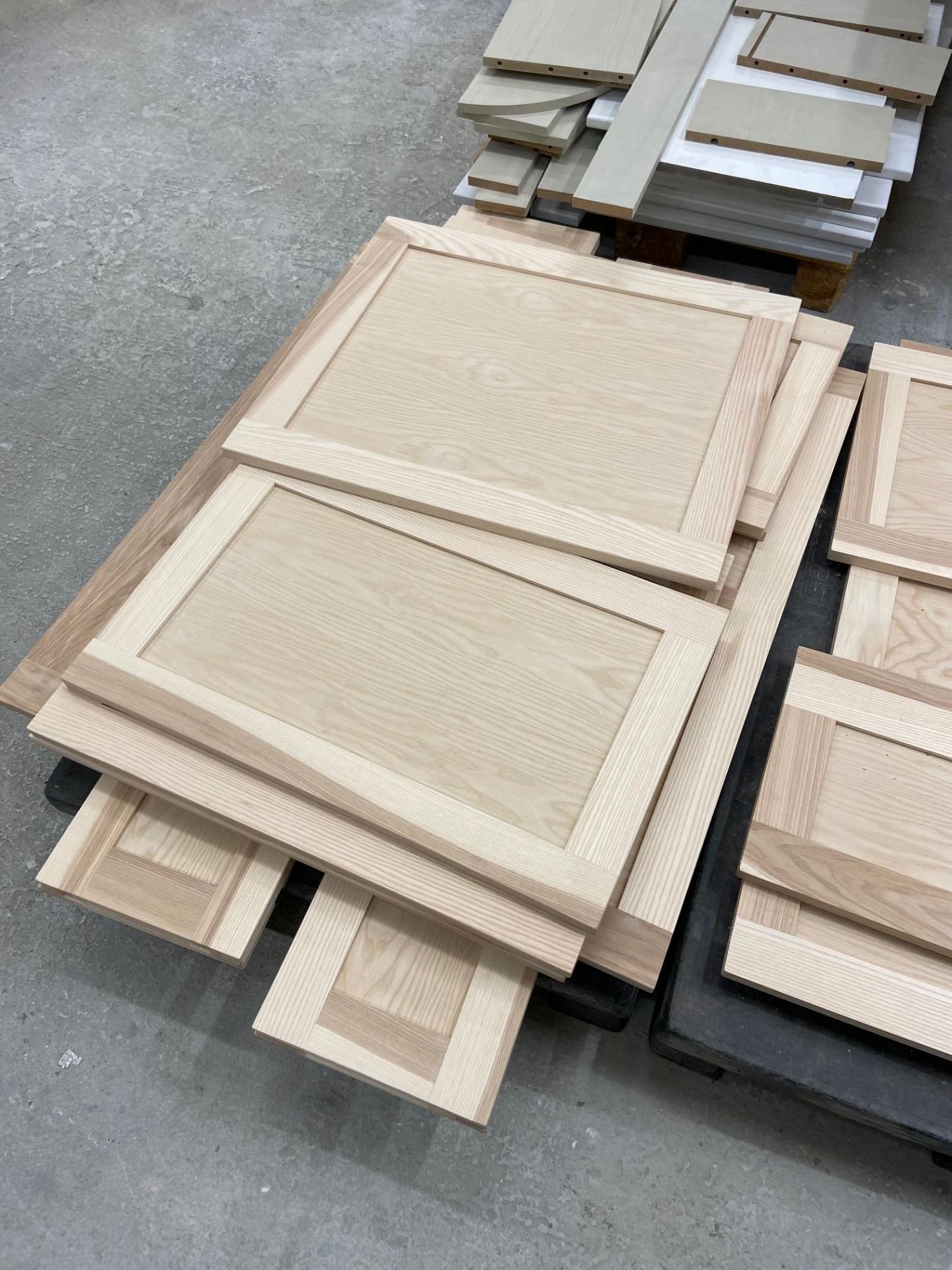 8 x pallets of assorted part worked doors including; MDF, veneered and solid ash wood (Location: Two - Image 7 of 9