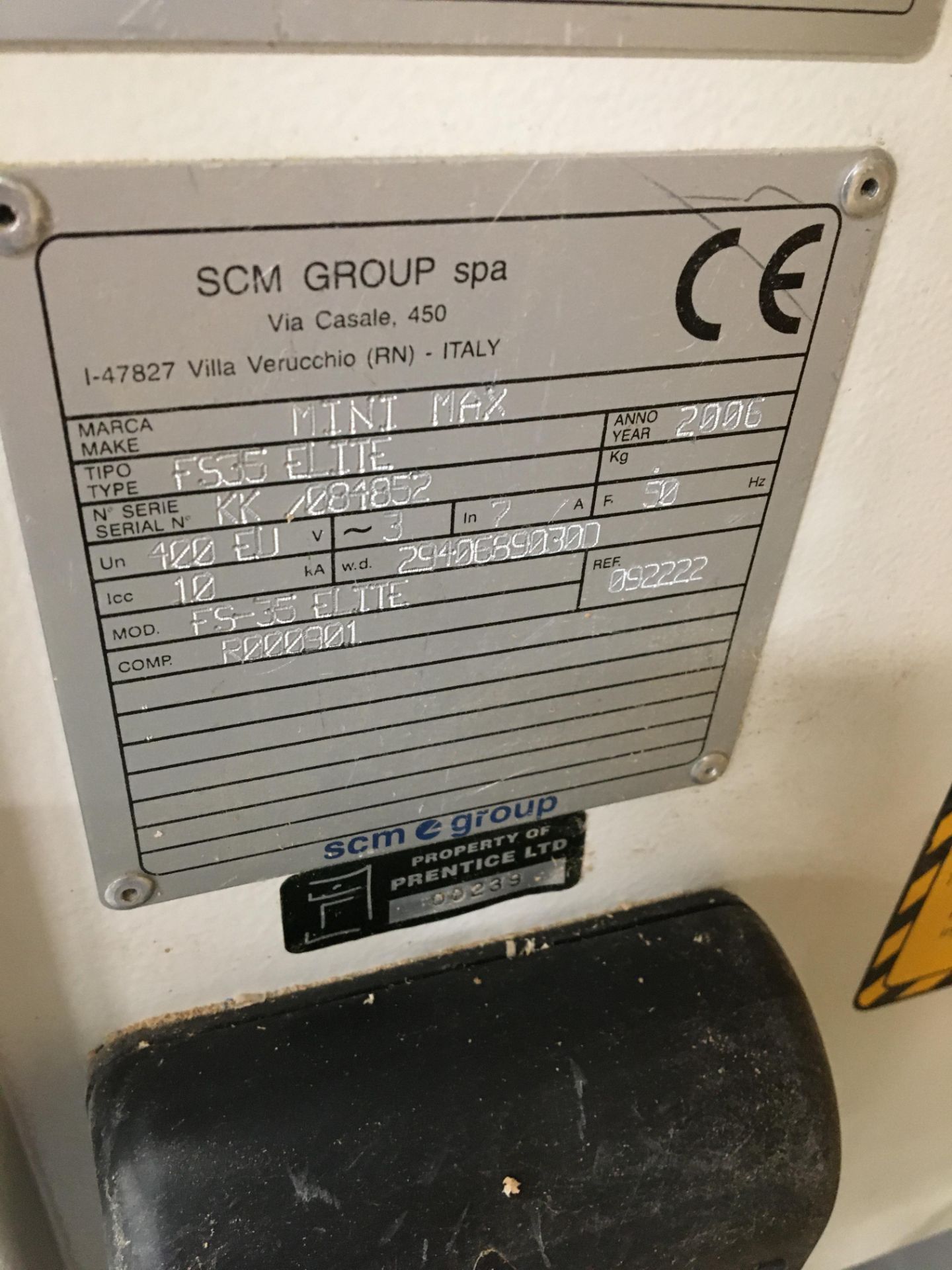 SCM Minimax. Type. FS35 Elite surface thicknesser planer, Serial No. KK/081852 (2006) (Location: Two - Image 3 of 4