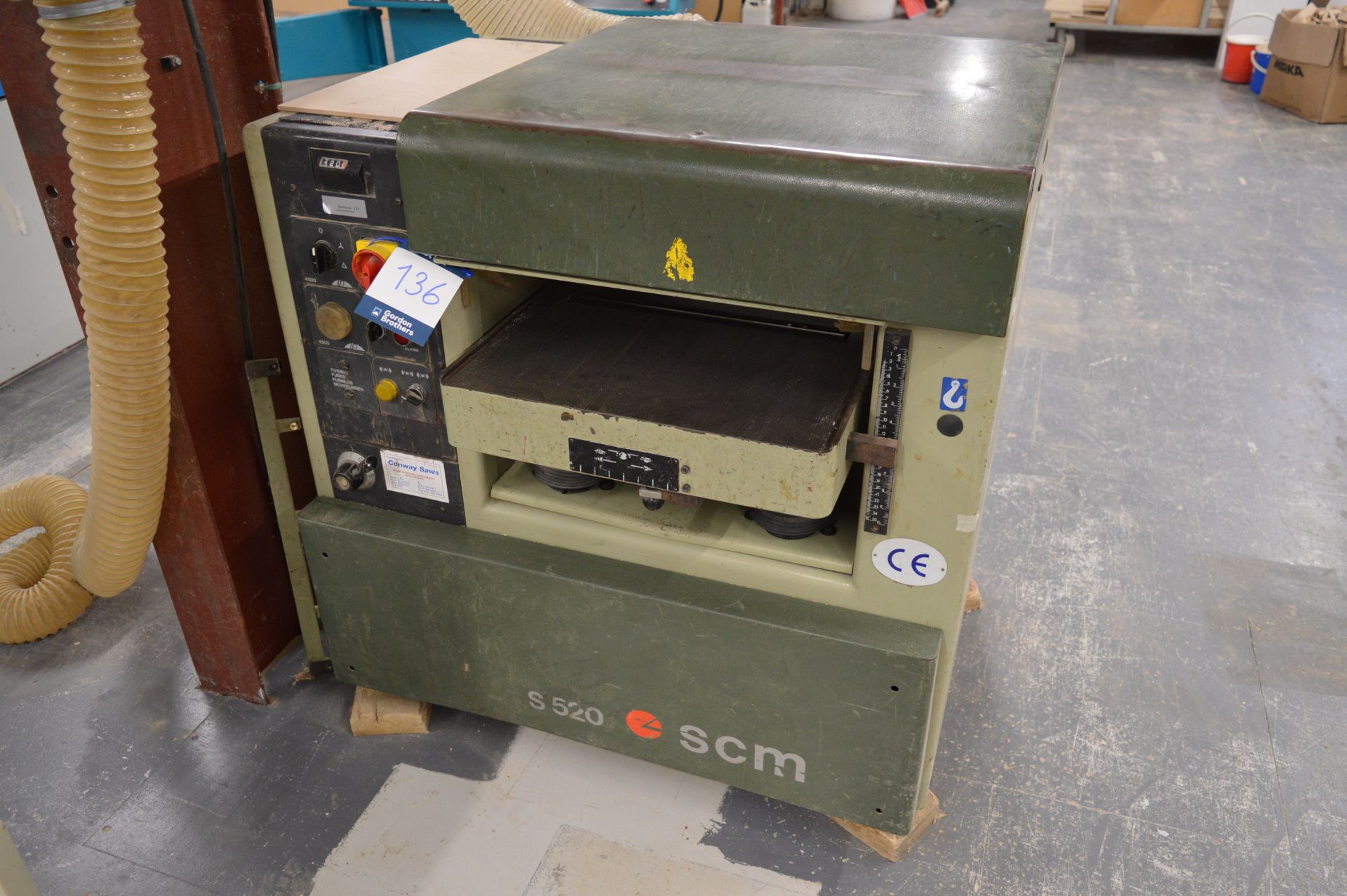 SCM S520 through-feed thicknesser planer, Max Working Bed. 900mm x 500mm, Serial No. AB/086785 (