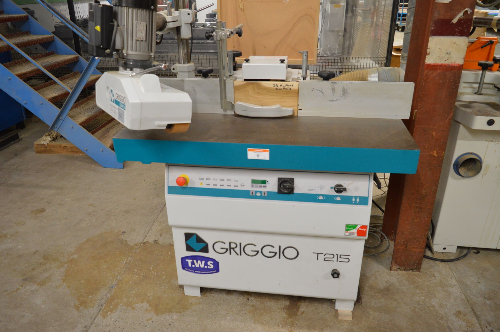 Griggio T215 spindle moulder, Serial No. 14P810695460000 (2014), with Griggio GM4/34 3-roller