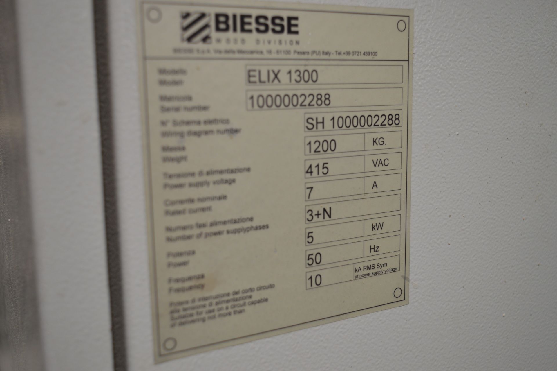 Biesse, Elix 1300 K4 CNC point to point dowel drilling and insertion machine, Serial No. - Image 10 of 12
