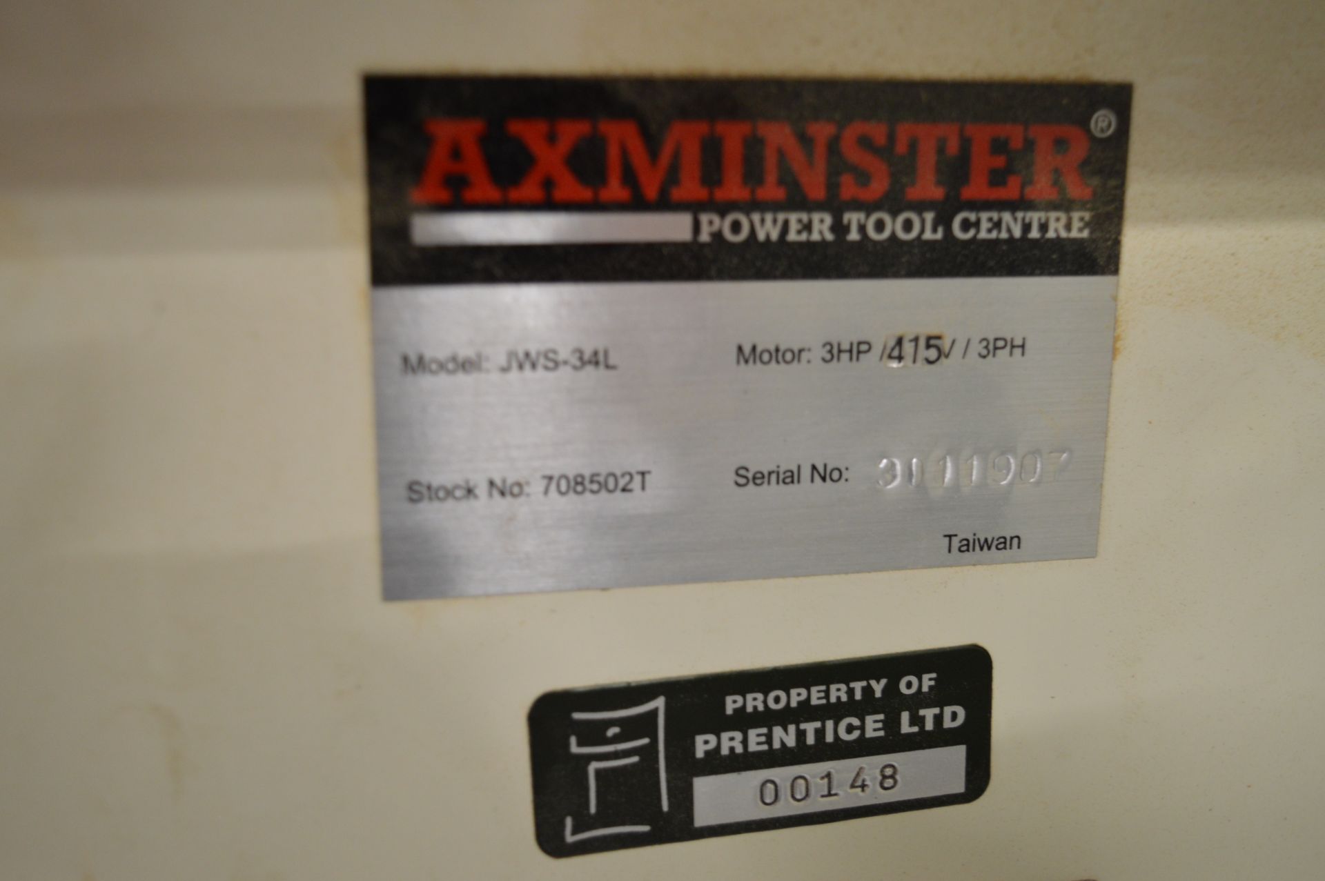 Axminster JWS-34L spindle moulder, Serial No 3011907, 240v (Ref: 280) (Location: Two Gates on - Image 3 of 5