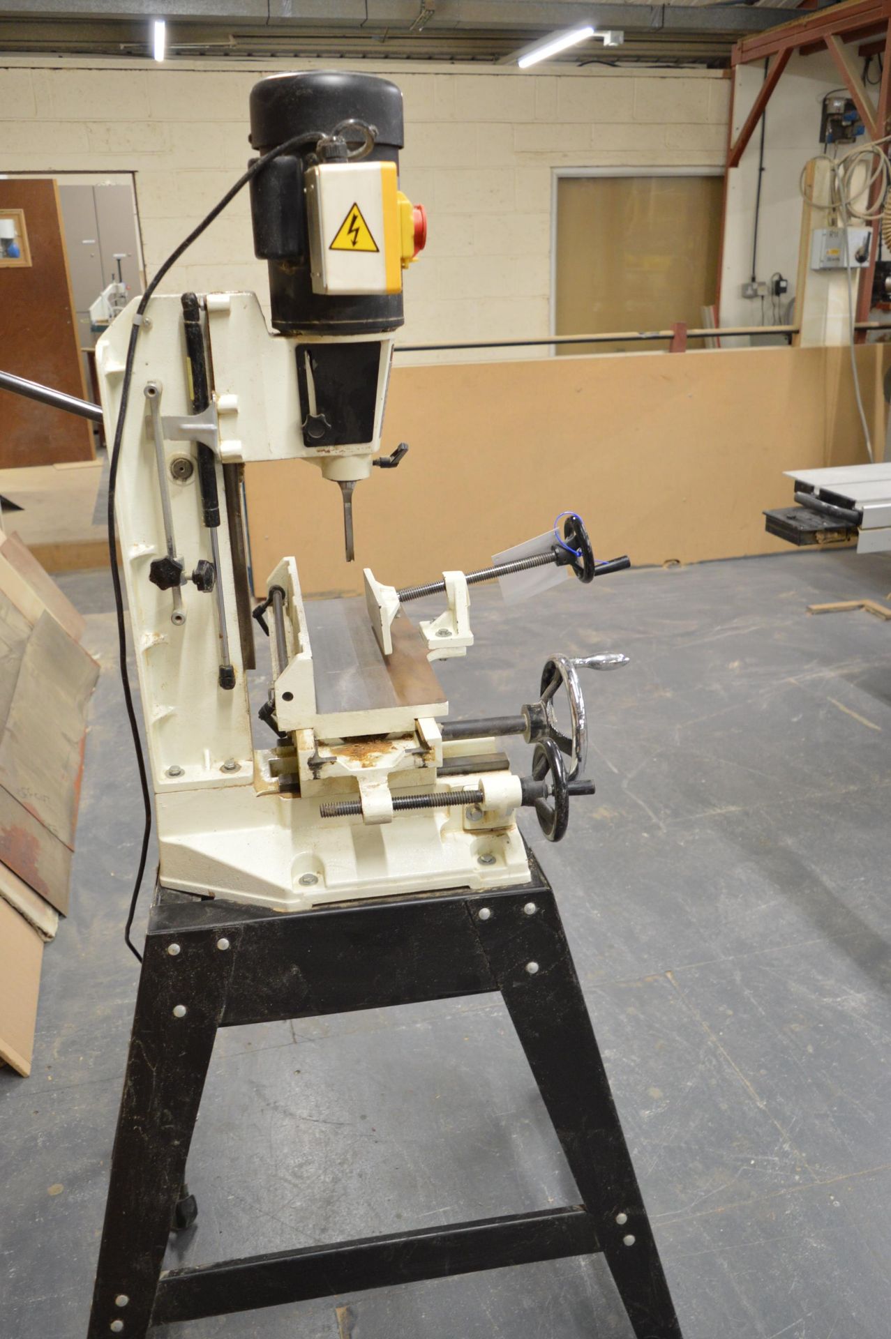 Axminster CM19CT hollow chisel morticer mounted on steel frame, Serial No. U753 (2003) (Location: - Image 3 of 4