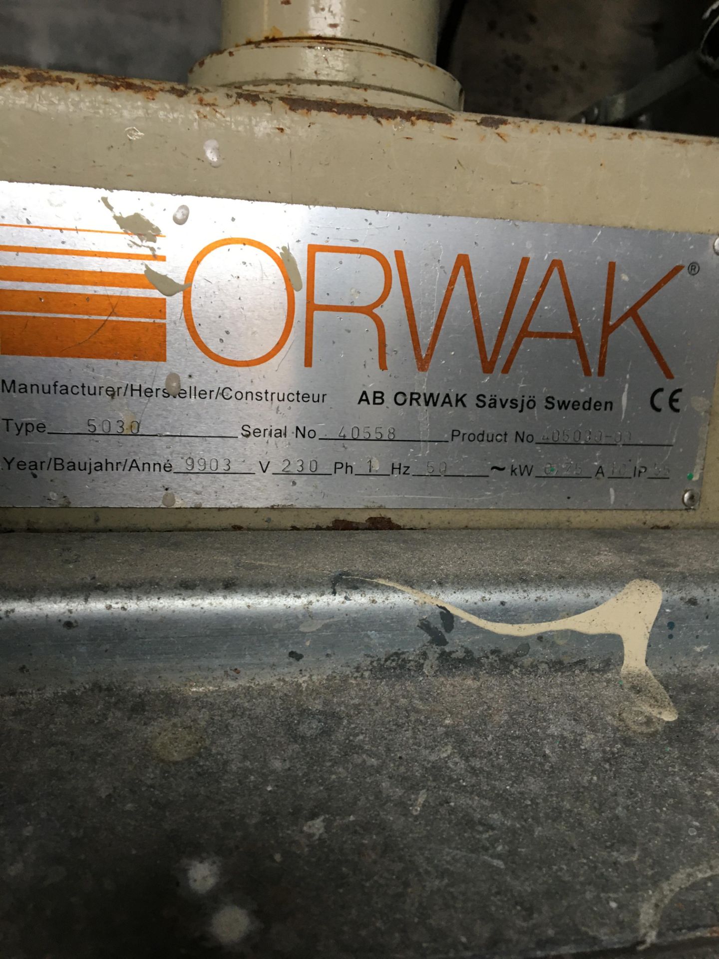Orwak Type: 5030 waste tin / can compactor, Serial No. 40558 (Location: Two Gates) - Image 2 of 2
