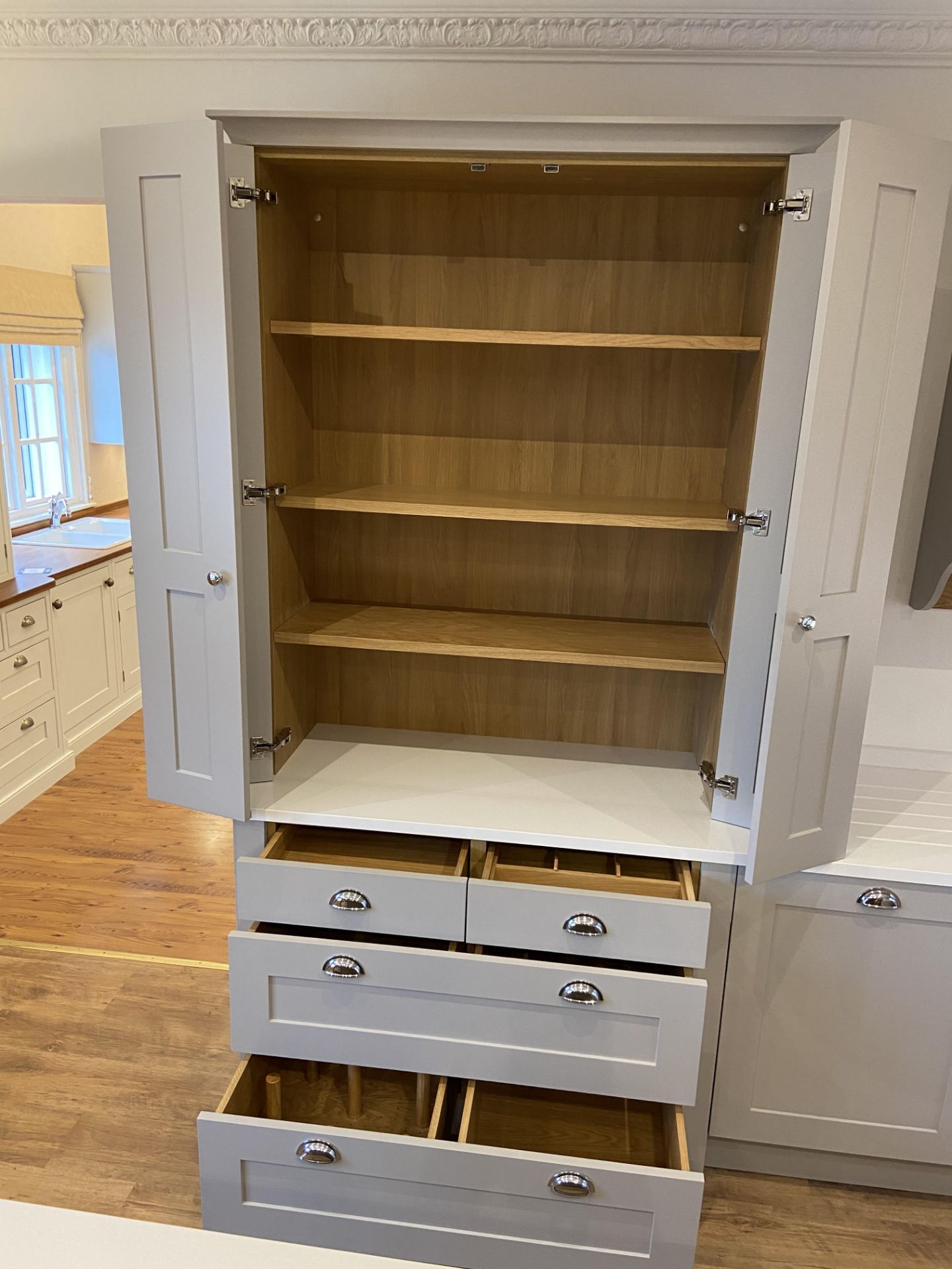 "New England" shaker style solid maple painted ex-display kitchen with soft close drawers and - Image 7 of 13