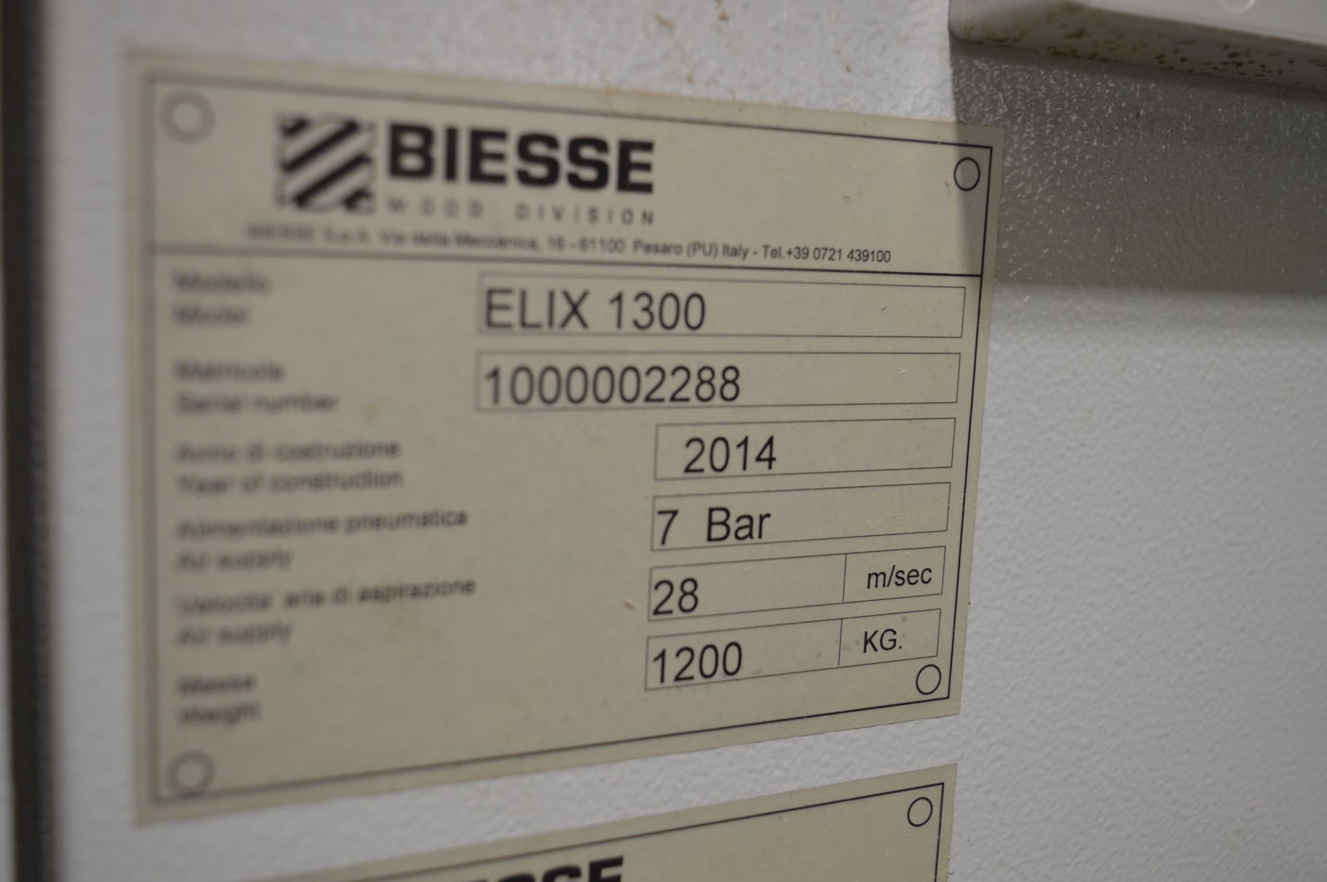 Biesse, Elix 1300 K4 CNC point to point dowel drilling and insertion machine, Serial No. - Image 9 of 12