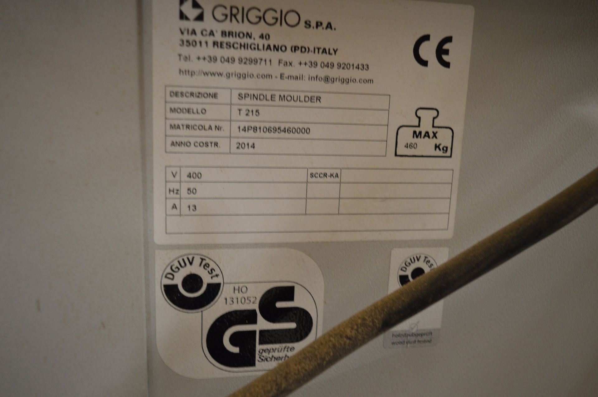 Griggio T215 spindle moulder, Serial No. 14P810695460000 (2014), with Griggio GM4/34 3-roller - Image 3 of 6