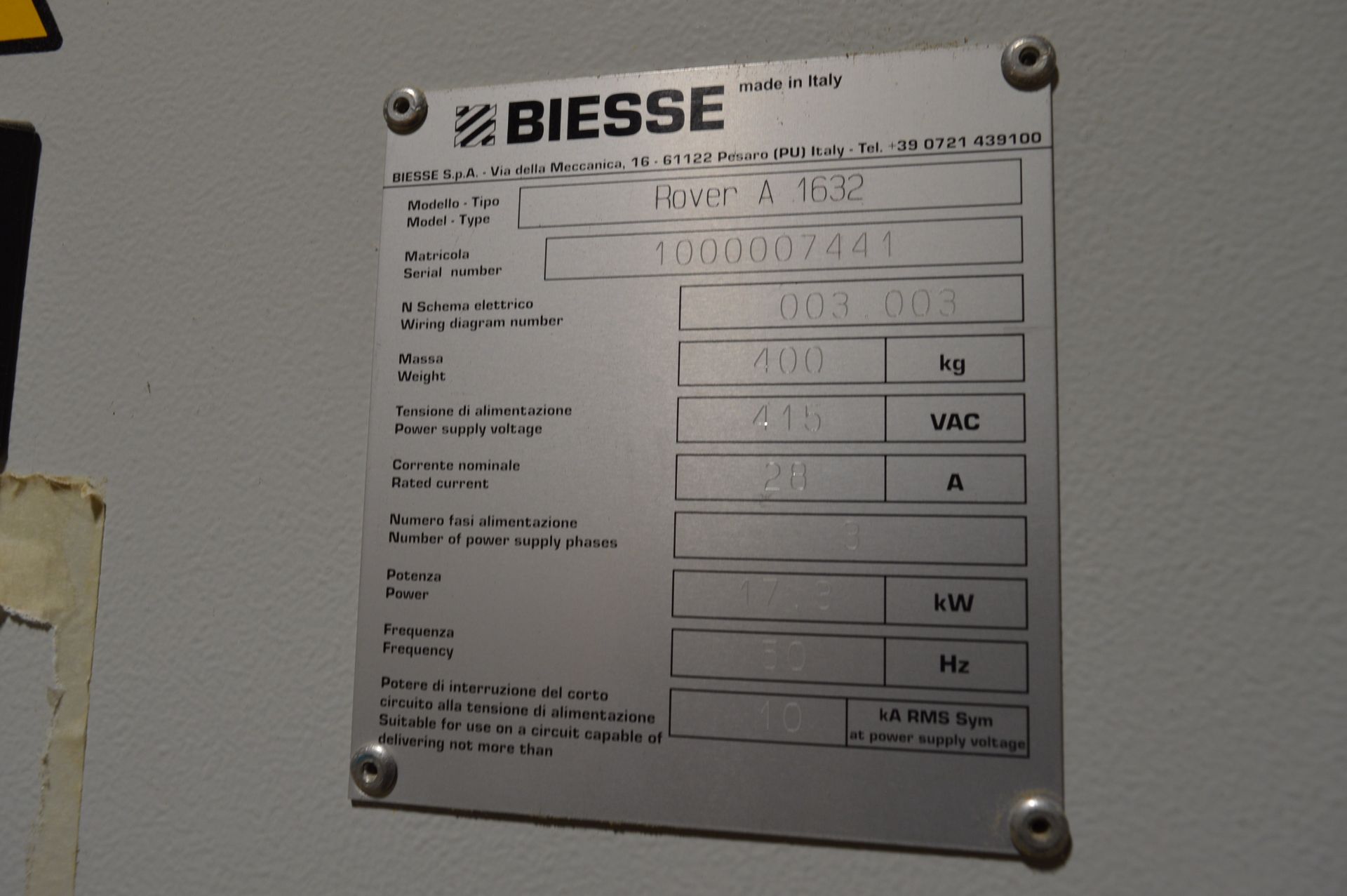 Biesse, Rover A 1632 5-axis CNC machining centre, Serial No. 1000007441 (2015) with CNC controls; - Image 7 of 20