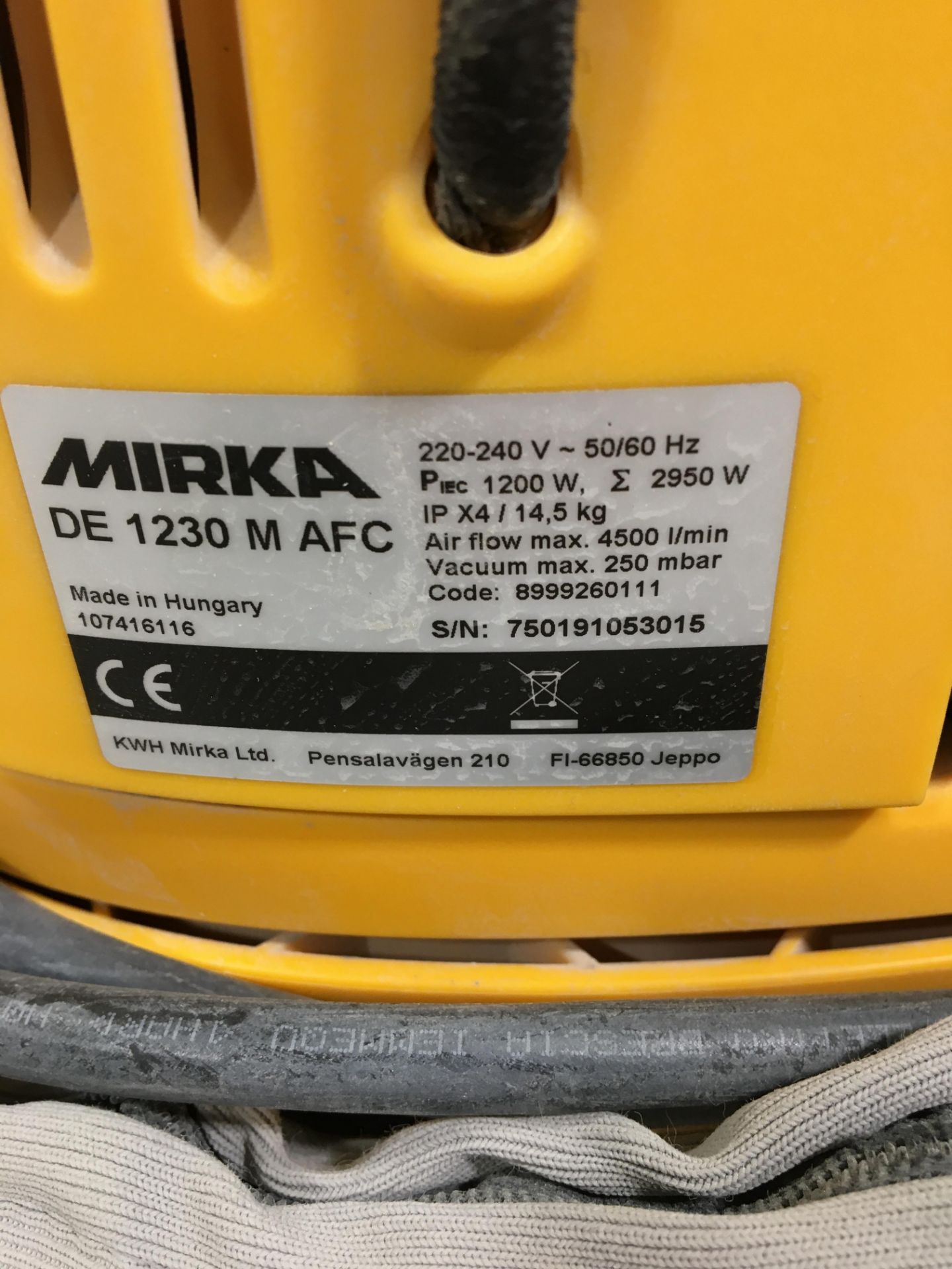 Mirka DE 1230 M AFC mobile dust extraction unit, Serial No. 750191053015 (No sander) (Location: - Image 2 of 3