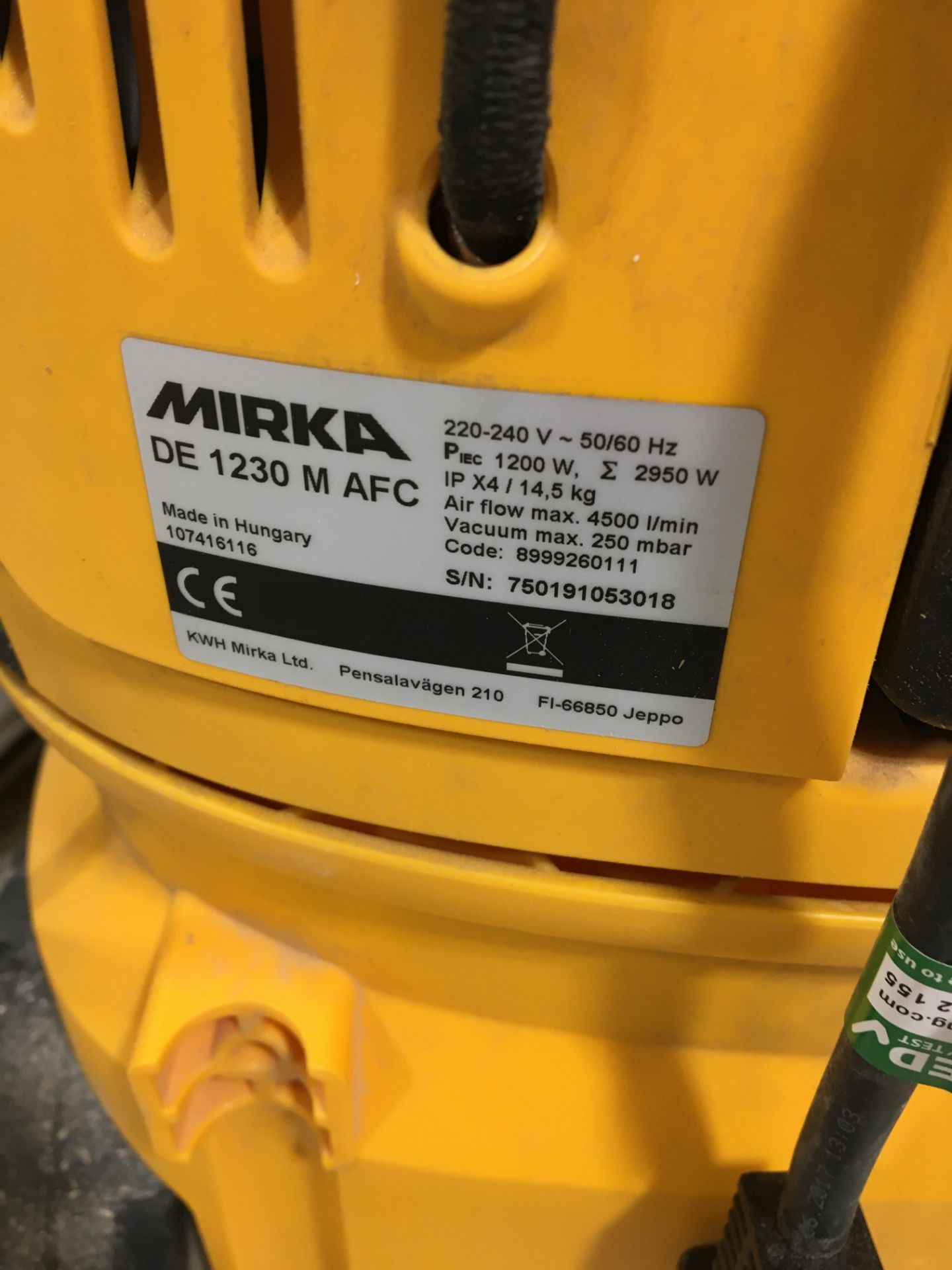 Mirka DE 1230 M AFC mobile dust extraction unit, Serial No. 750191053018 with Mirka Deros 650 - Image 2 of 3