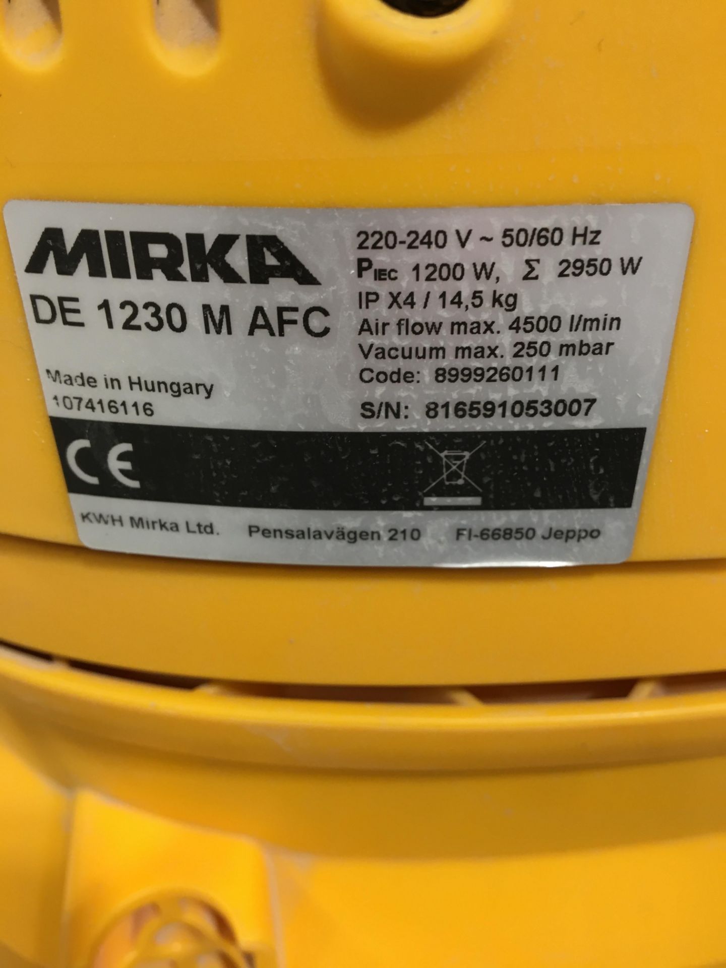 Mirka DE 1230 M AFC mobile dust extraction unit, Serial No. 816591053007 with Mirka Deros 650 - Image 2 of 4