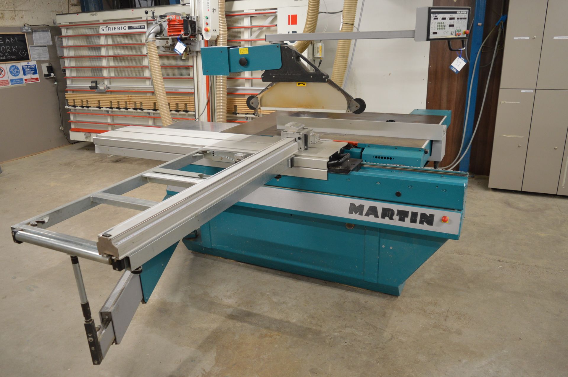 Martin T73 automatic sliding panel saw, Serial No. V460989 (2006), Saw Blade. Min 250mm / Max.