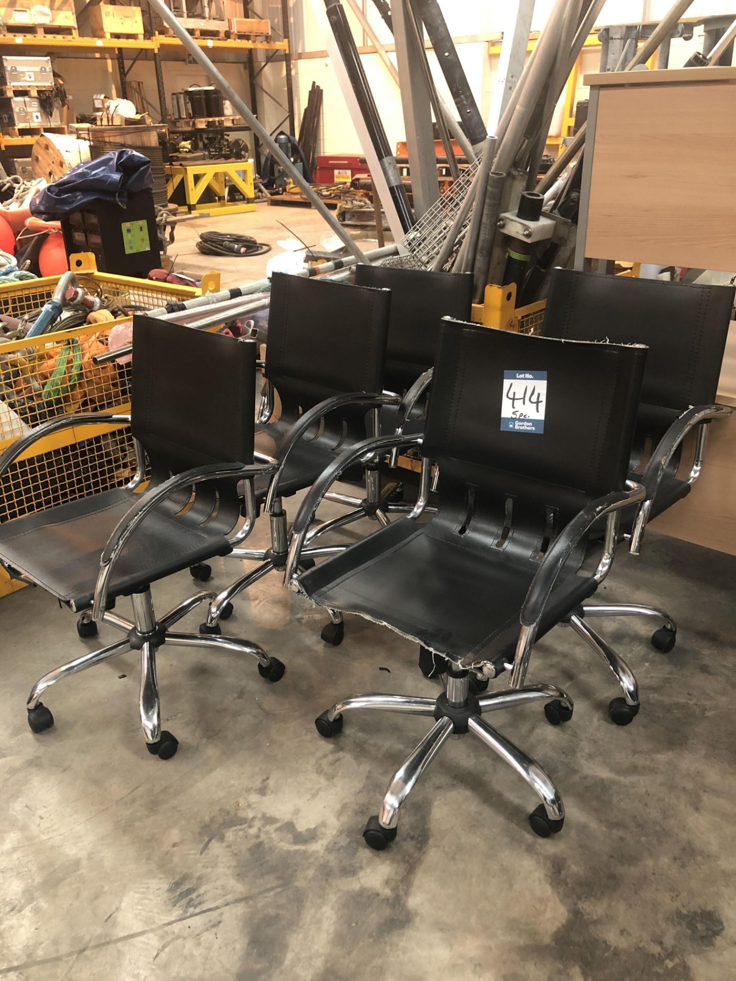 5 x leather and chrome operator chairs