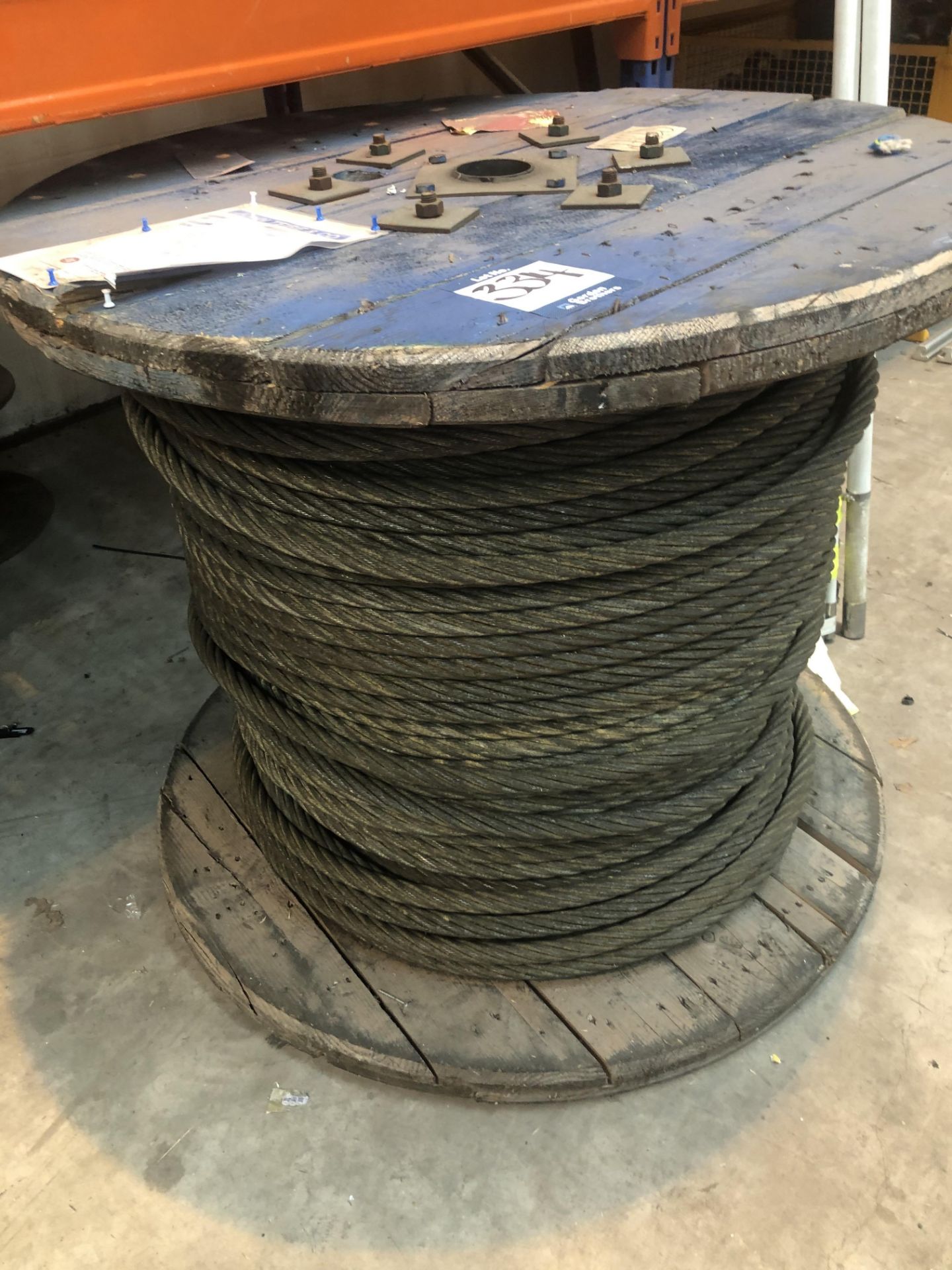 Part reel galvanised wire rope, 26mm diameter, 6 strand