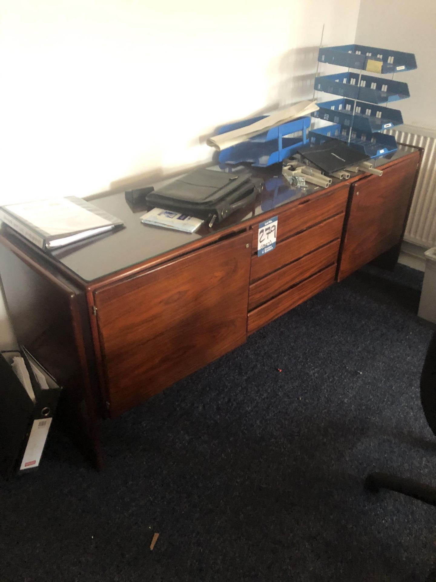 Mahogany effect sideboard 1950 x 500 x 700mm and light oak veneer bookcase