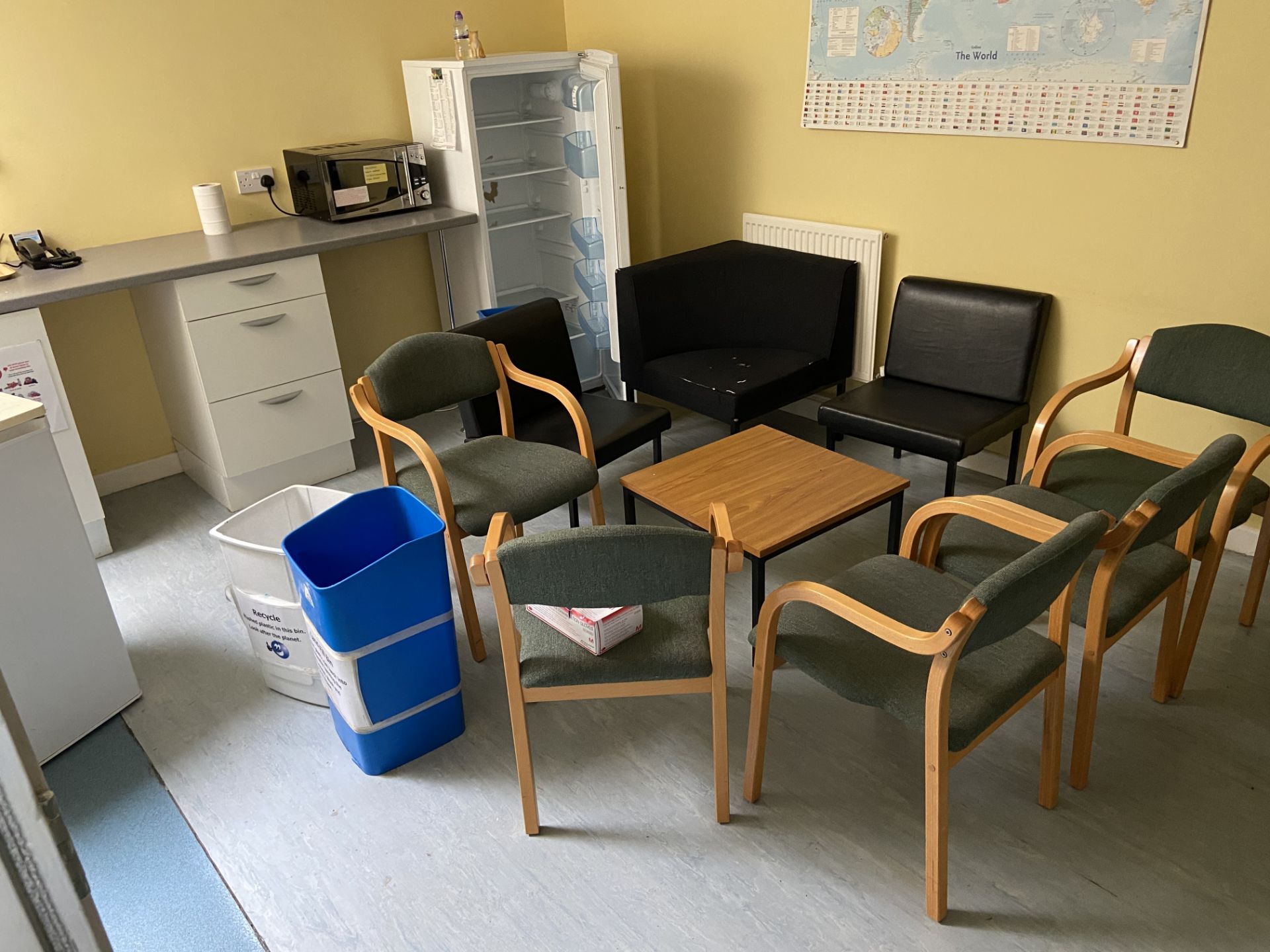 Range of office furniture throughout the small animal clinic. Ergo Desks x 30, Desks x banks of 6