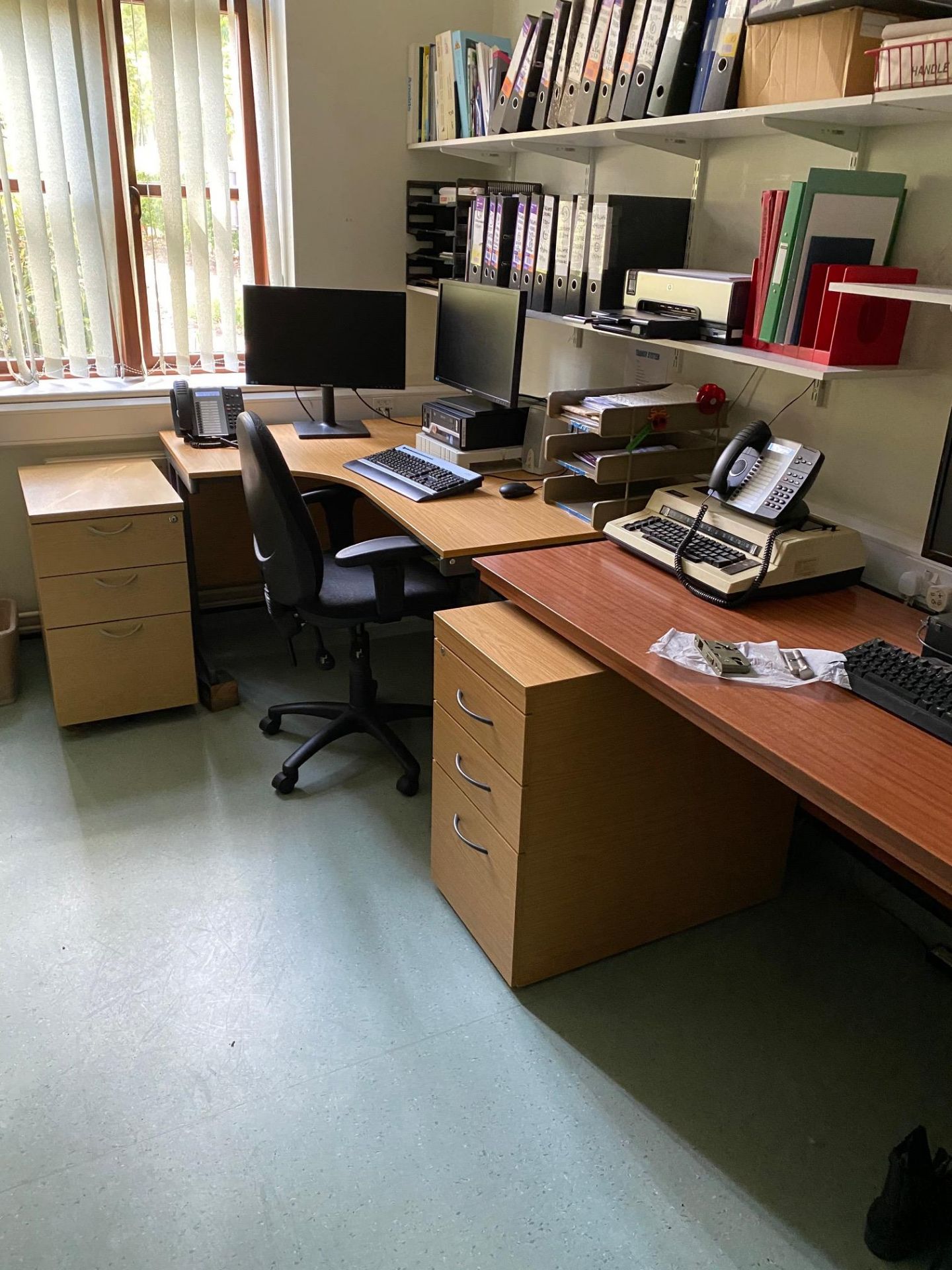 Furniture throughout Equine Clinic offices: 27 x Eugo workstations, 19 x tables, 32 x pedestals, 3 x - Image 9 of 26