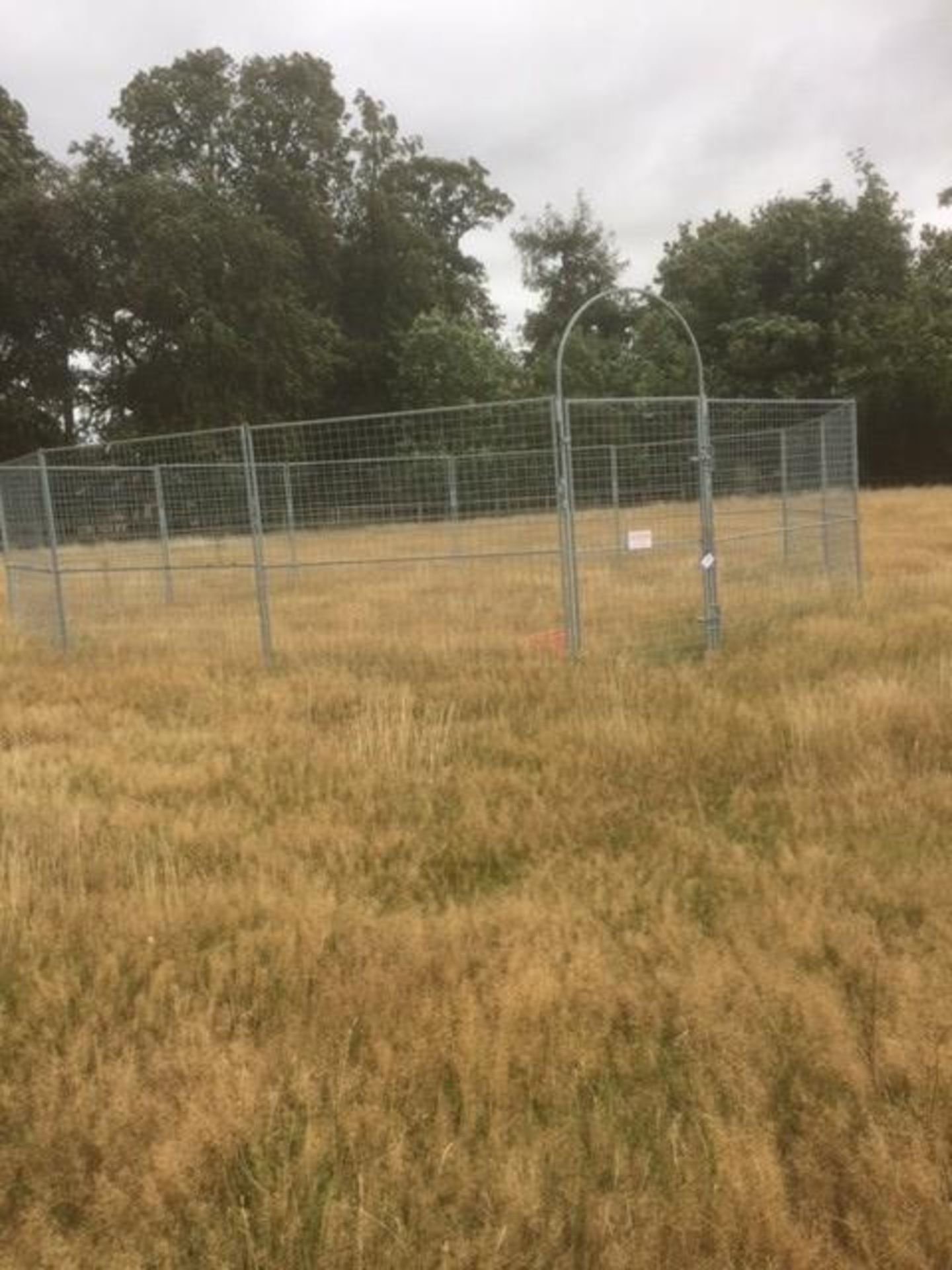 Claydon galvanised steel 11 section animal exercise enclosure with gate - located Stables Area, Rear