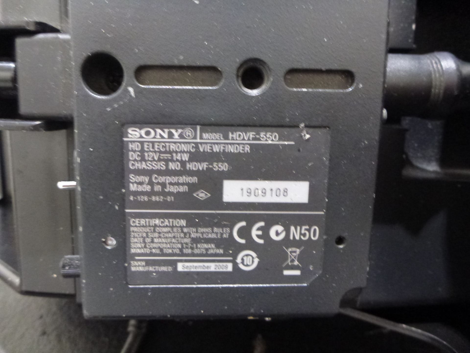 Sony HD Colour Broadcast Camera, Model HXC-100, S/N 40246, Camera includes Canon HDTV zoom lens ( - Image 13 of 27