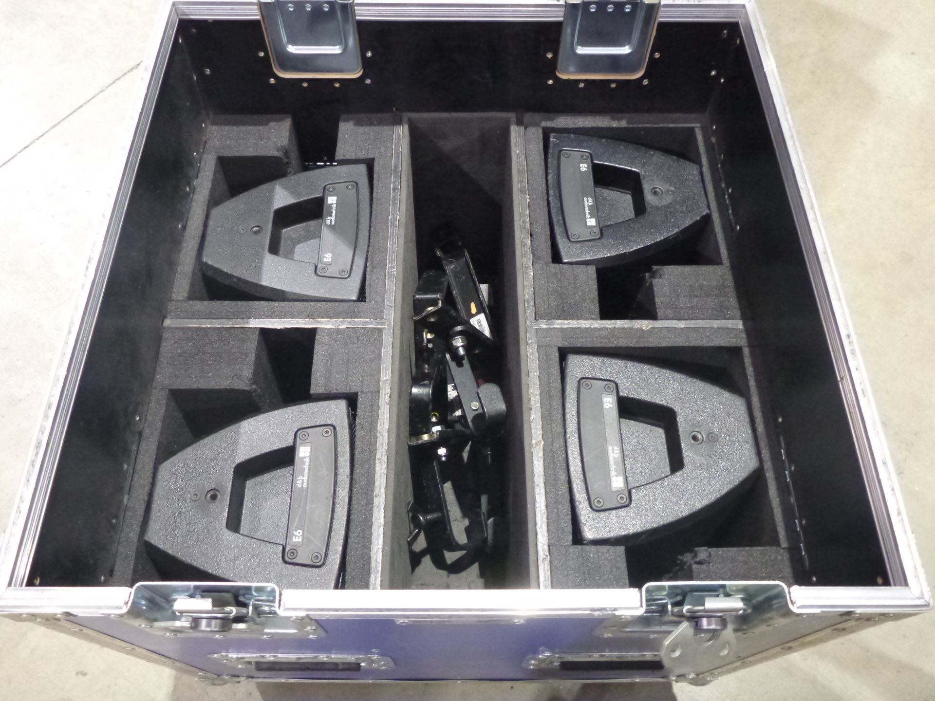 D & B Audiotecknik E6 Loundspeakers (Qty 4) In flight case with fly bar and top hat, No safetys, S/