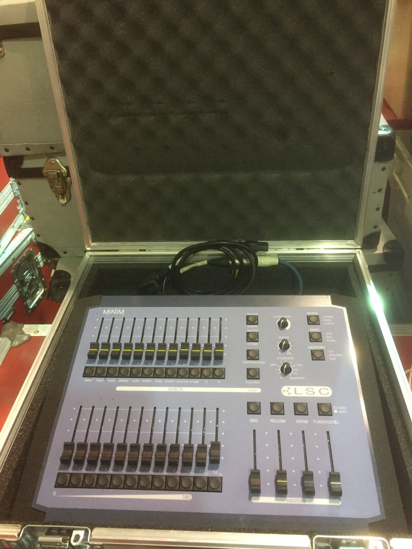 LSC Minim lighting console with 2 x 12 faders, S/N 55015, including lead/adaptors and flight case