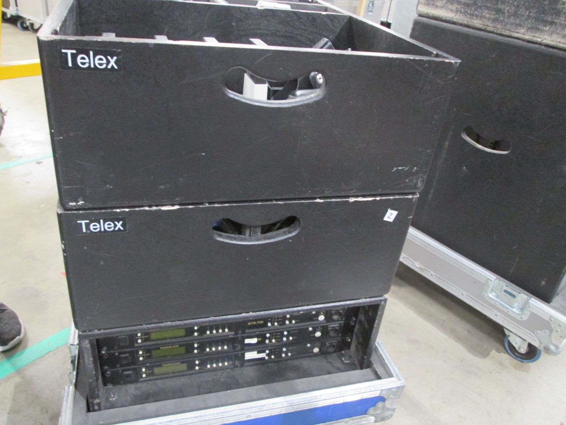 Radio Com Telex Talk Back System, To include BTR-700 1U rack mount frame x 3, TR-700 belt packs x