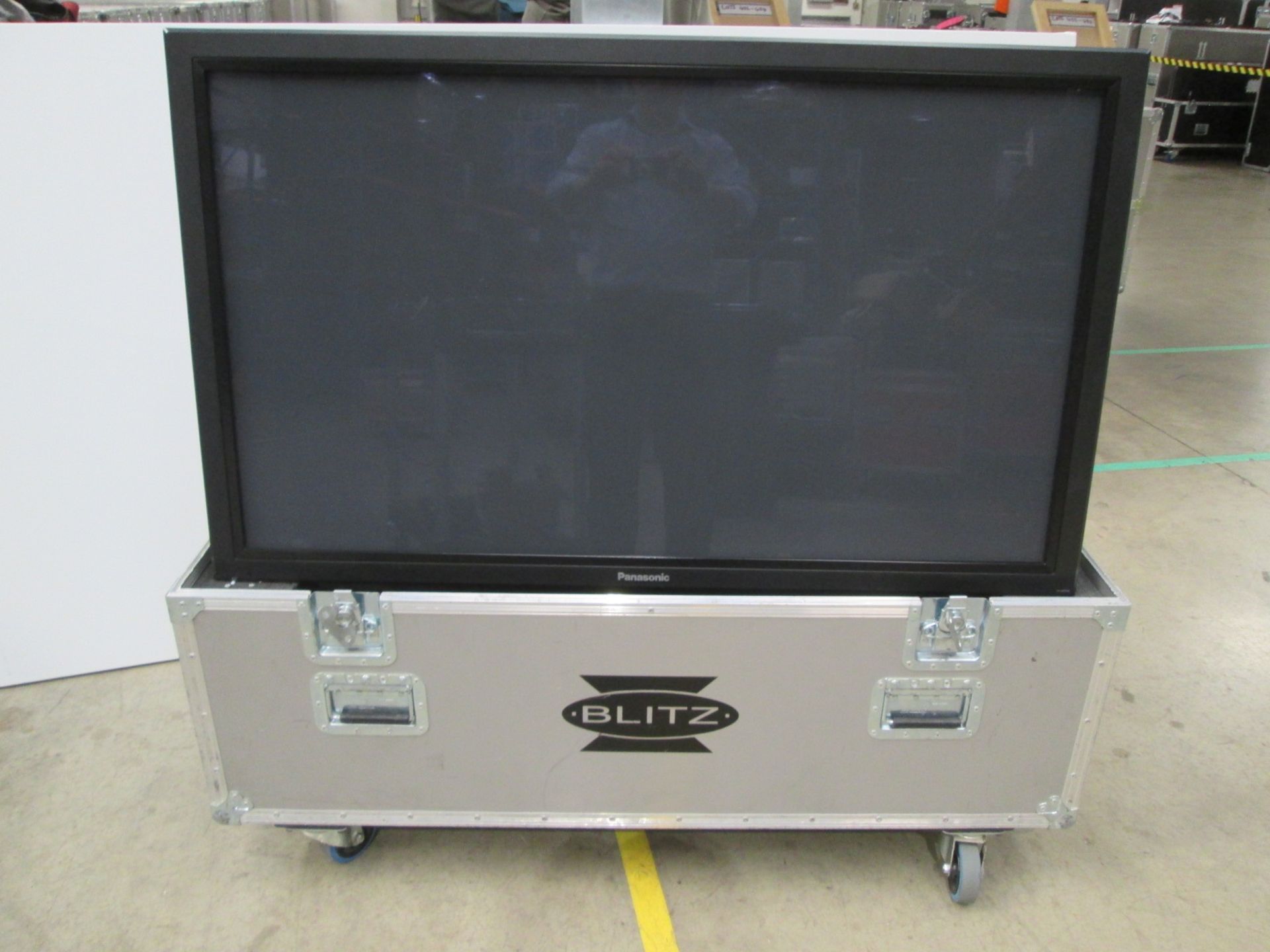 Panasonic 50" Colour Monitor, Model TH-50PF50E, S/N 209273130027AAA, Includes flight case,