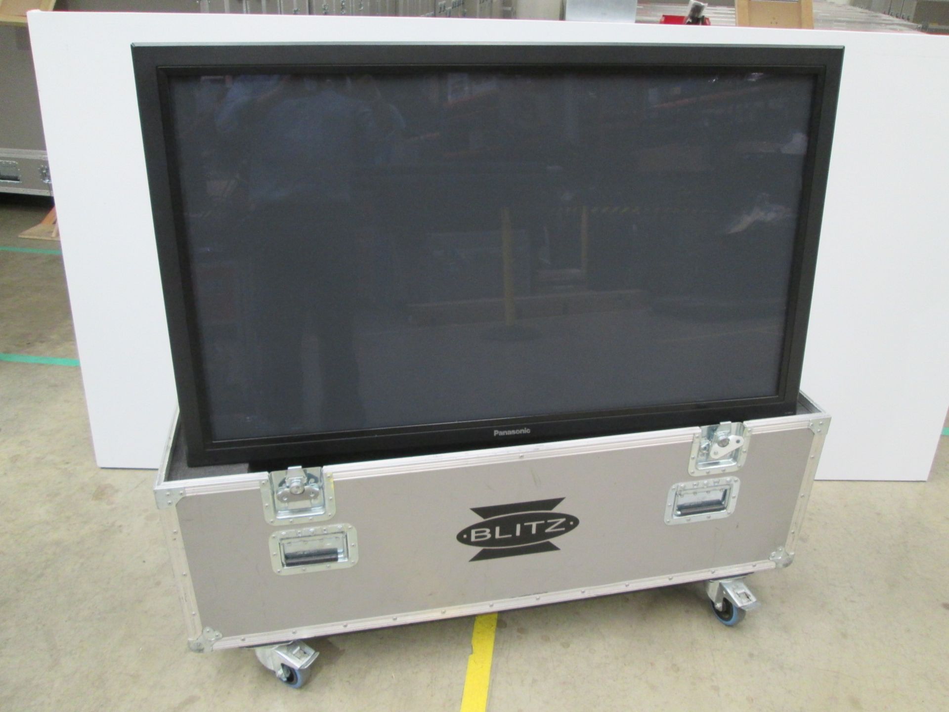 Panasonic 50" Colour Monitor, Model TH-50PF50E, S/N 209273130028AAA, Includes flight case,