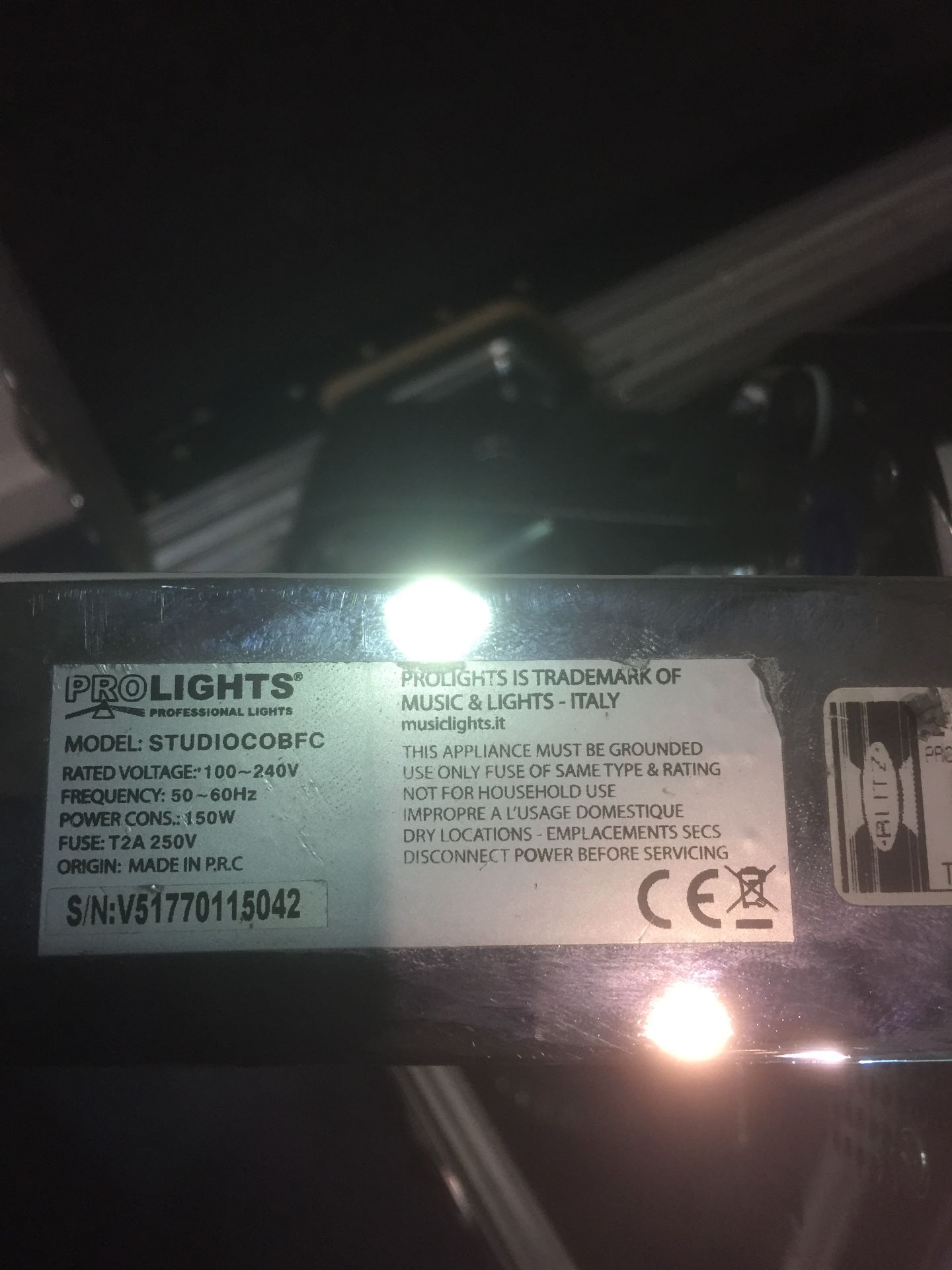 6 Prolights Studio Cob FC LED light projectors, S/N V51770915107/V51770115113/V51770915042/ - Image 4 of 8