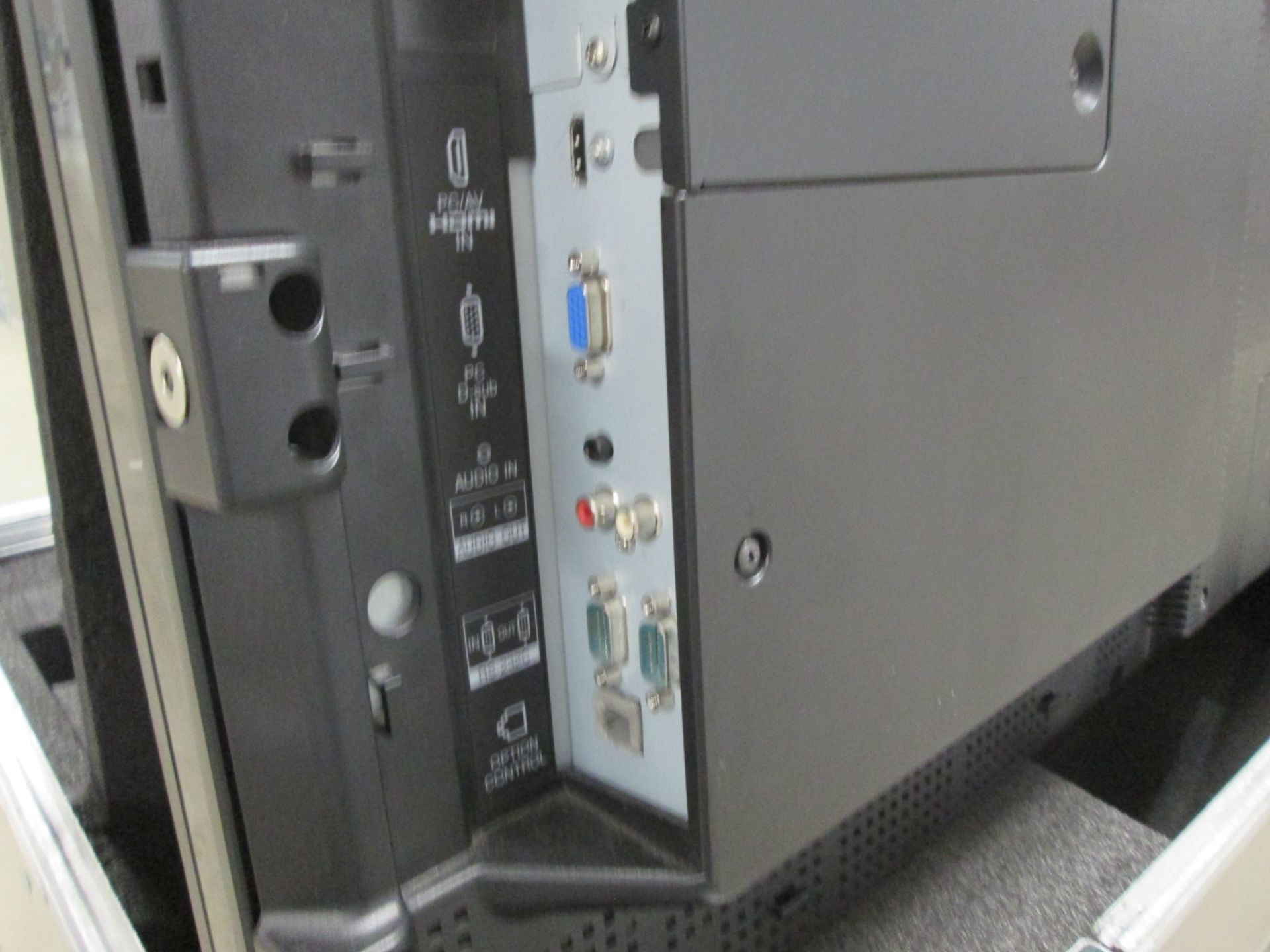 Sharp 70" LCD Colour Monitor, Model PN-E702, S/N 4C000536, In flight case with backplate and remote - Image 4 of 6