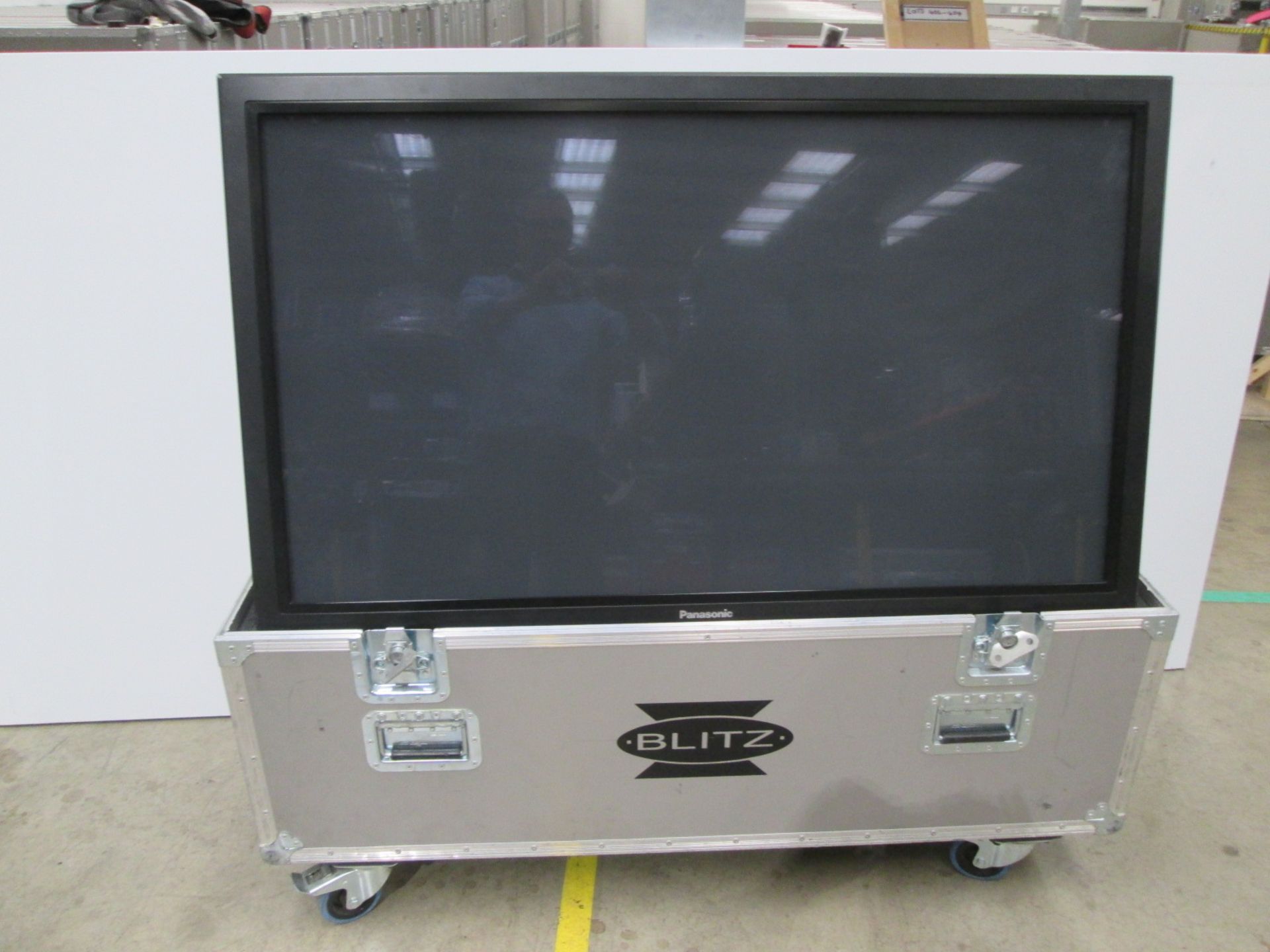 Panasonic 50" Colour Monitor, Model TH-50PF50E, S/N 209273130023AAA, Includes flight case,