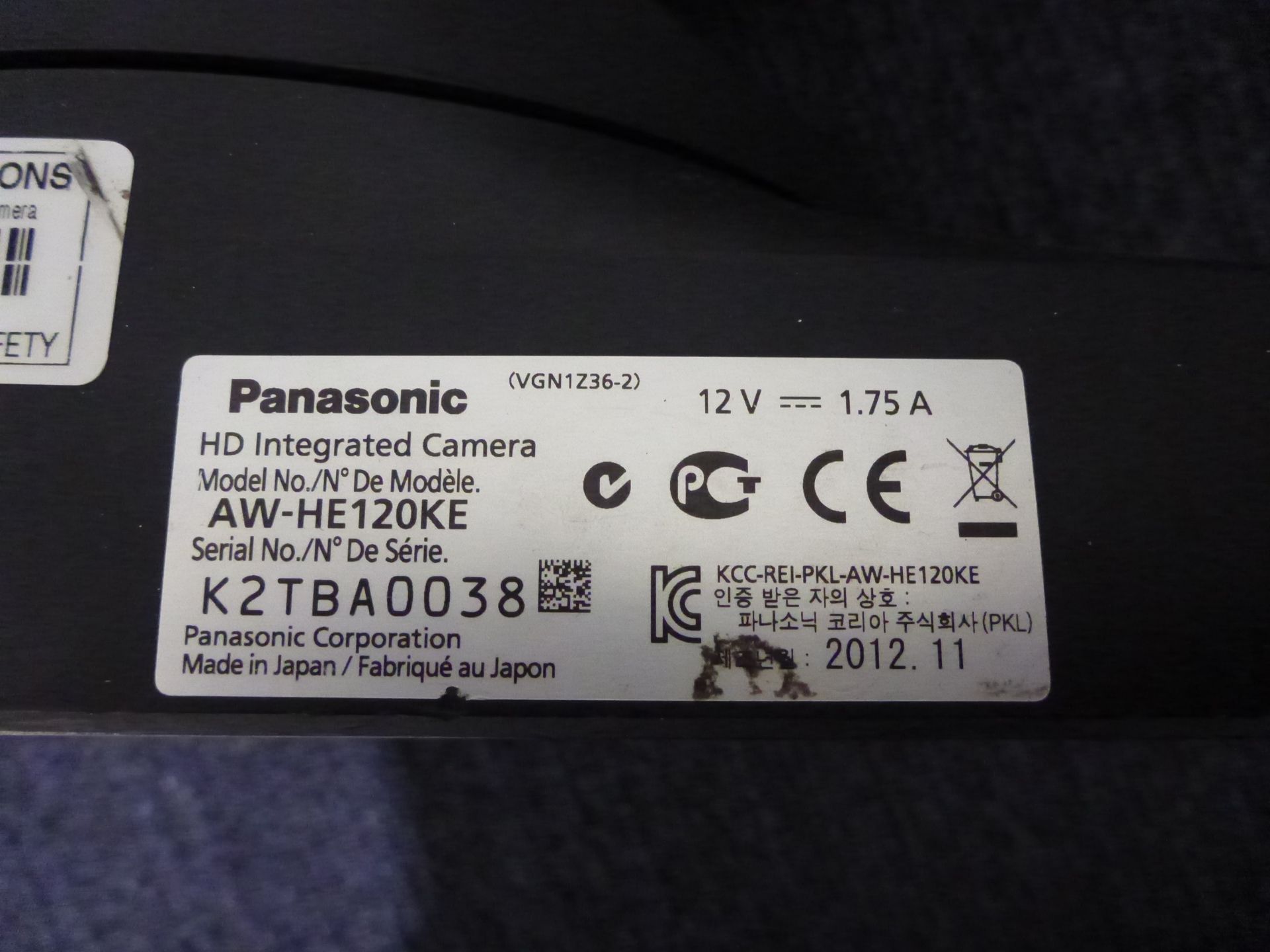 Panasonic HD Integrated Hot Head Camera, Model AW-HE120KE, S/N K2TBA0038, YOM 2012, In flight case - Image 5 of 9