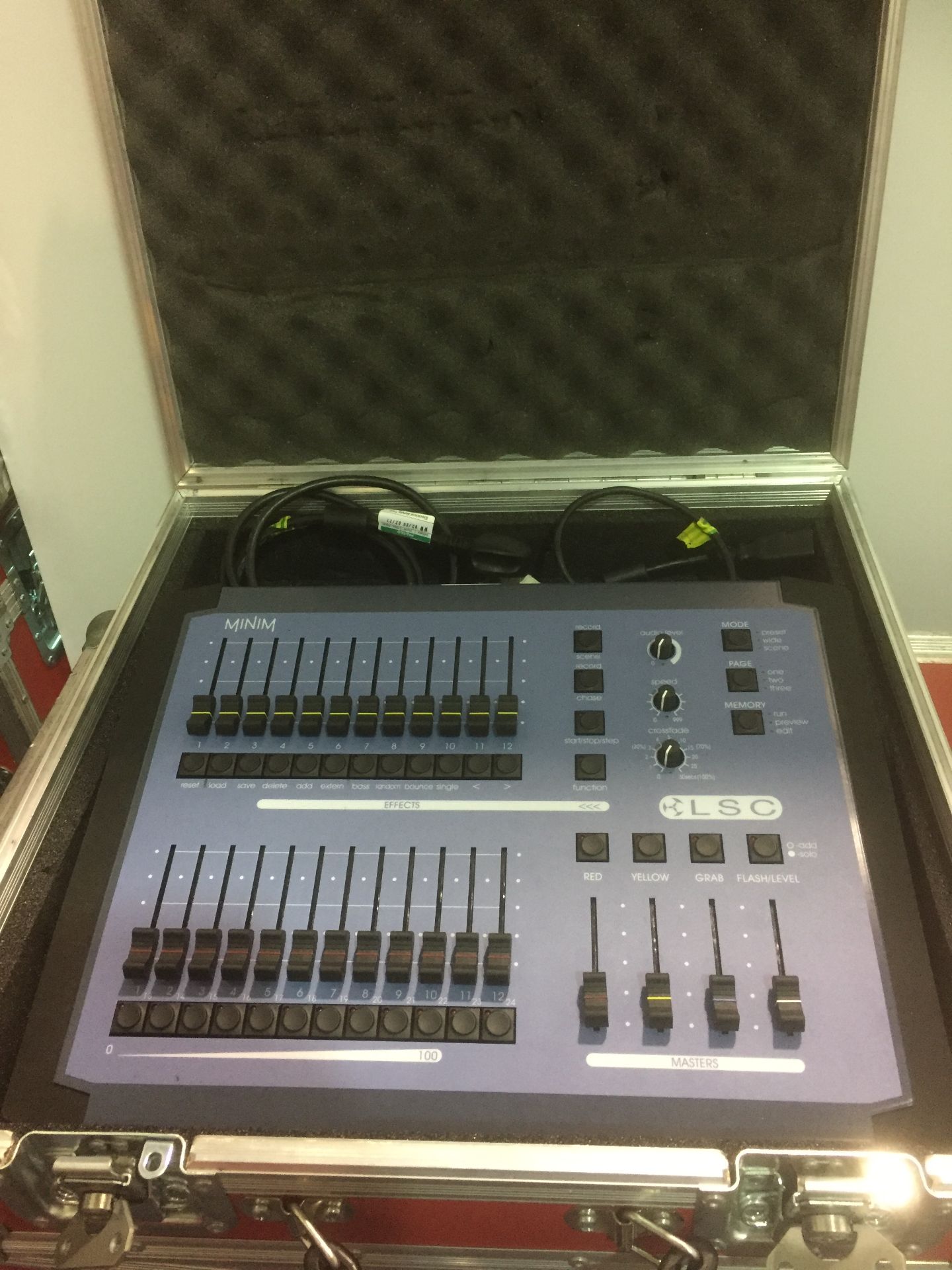 LSC Minim lighting console with 2 x 12 faders, S/N 56743, including lead/adaptors and flight case