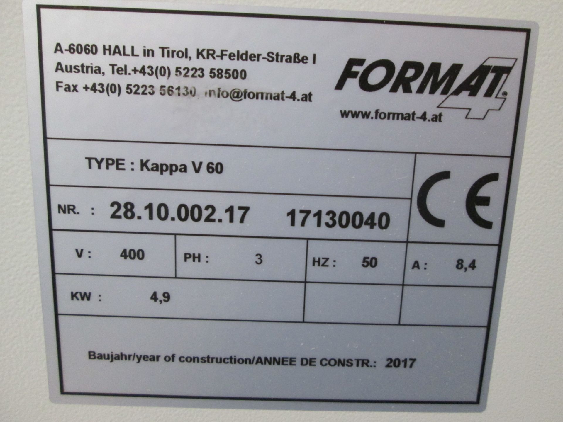 Format 4 Kappa V60 Vertical Panel Saw, Working size 4200 mm x 2200 mm x 60 mm deep, Horizontal cut - Image 11 of 16