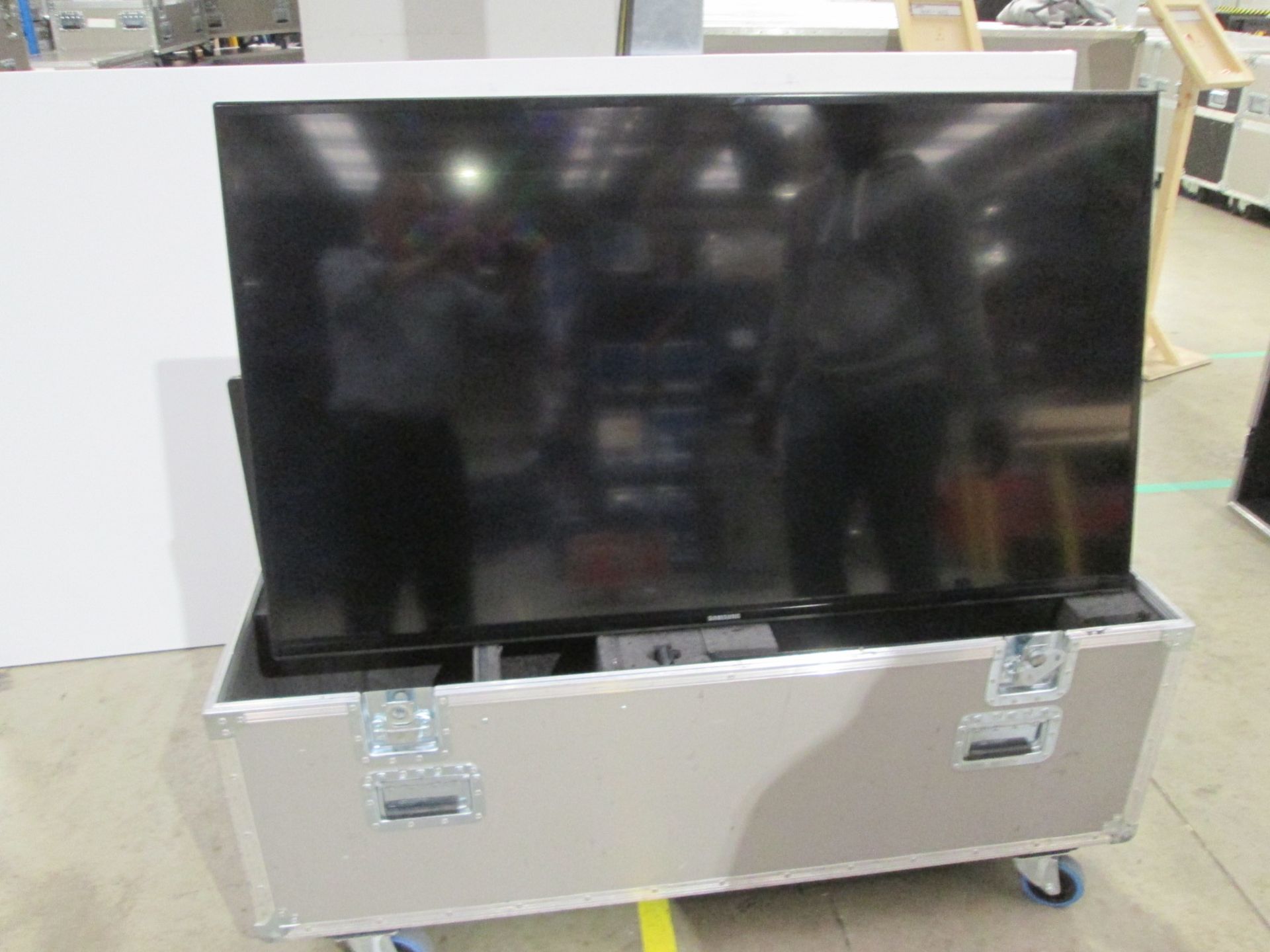 Samsung 55" Colour Monitor, Model ME55C, S/N ZB40HSPF800515T , Includes flight case, backplate and