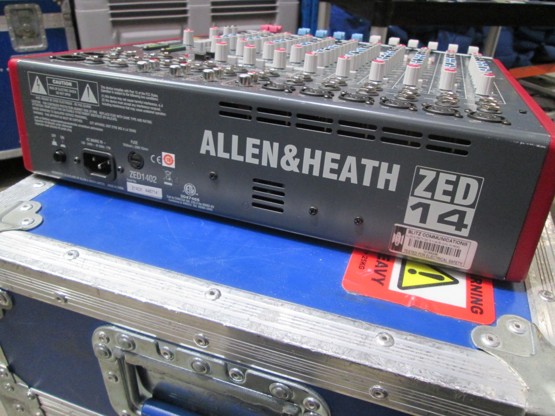 Allen & Heath Zed 14 Mixing Desk (6 x mono / 4 x stereo) S/N Z142X 446714. In flight case with - Image 4 of 6