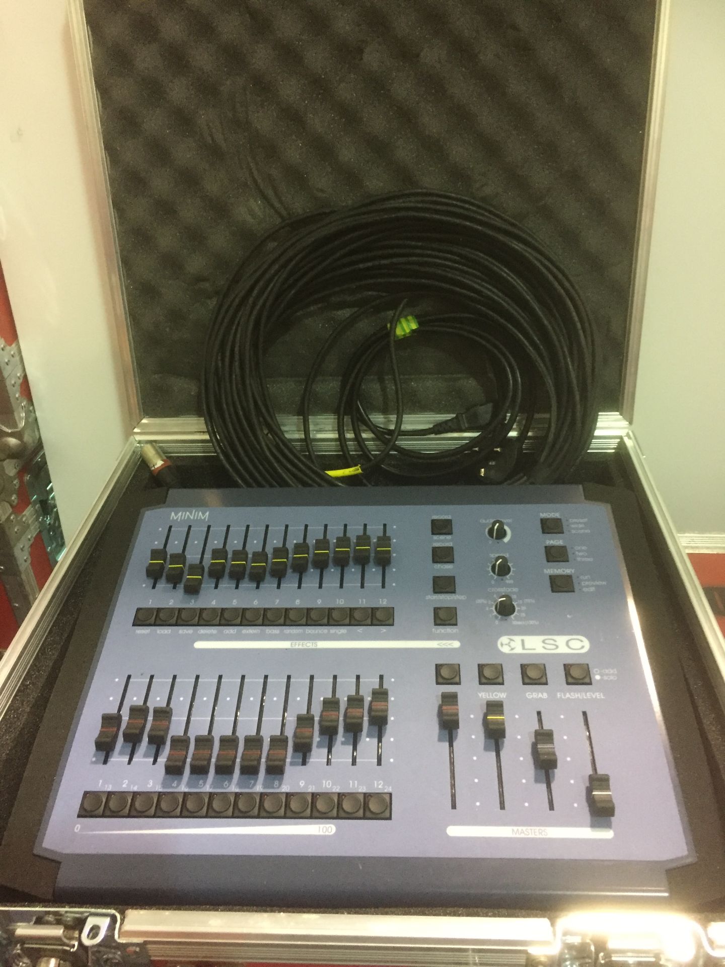 LSC Minim lighting console with 2 x 12 faders, S/N 55021, including lead/adaptors and flight case