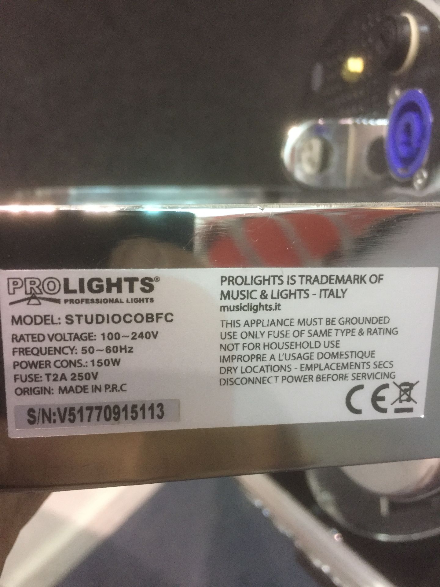 6 Prolights Studio Cob FC LED light projectors, S/N V51770915107/V51770115113/V51770915042/ - Image 3 of 8